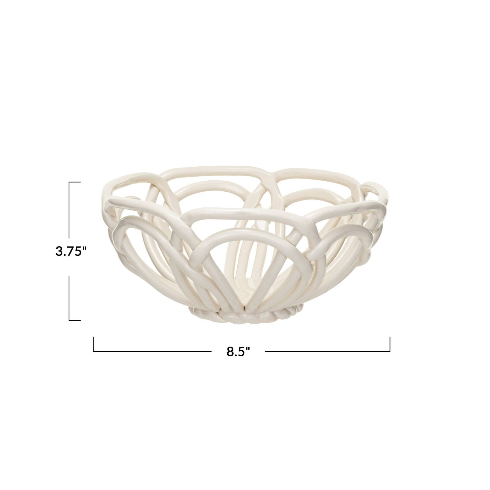 Hello Honey® 8.5" White Round Handmade Stoneware Bread Basket