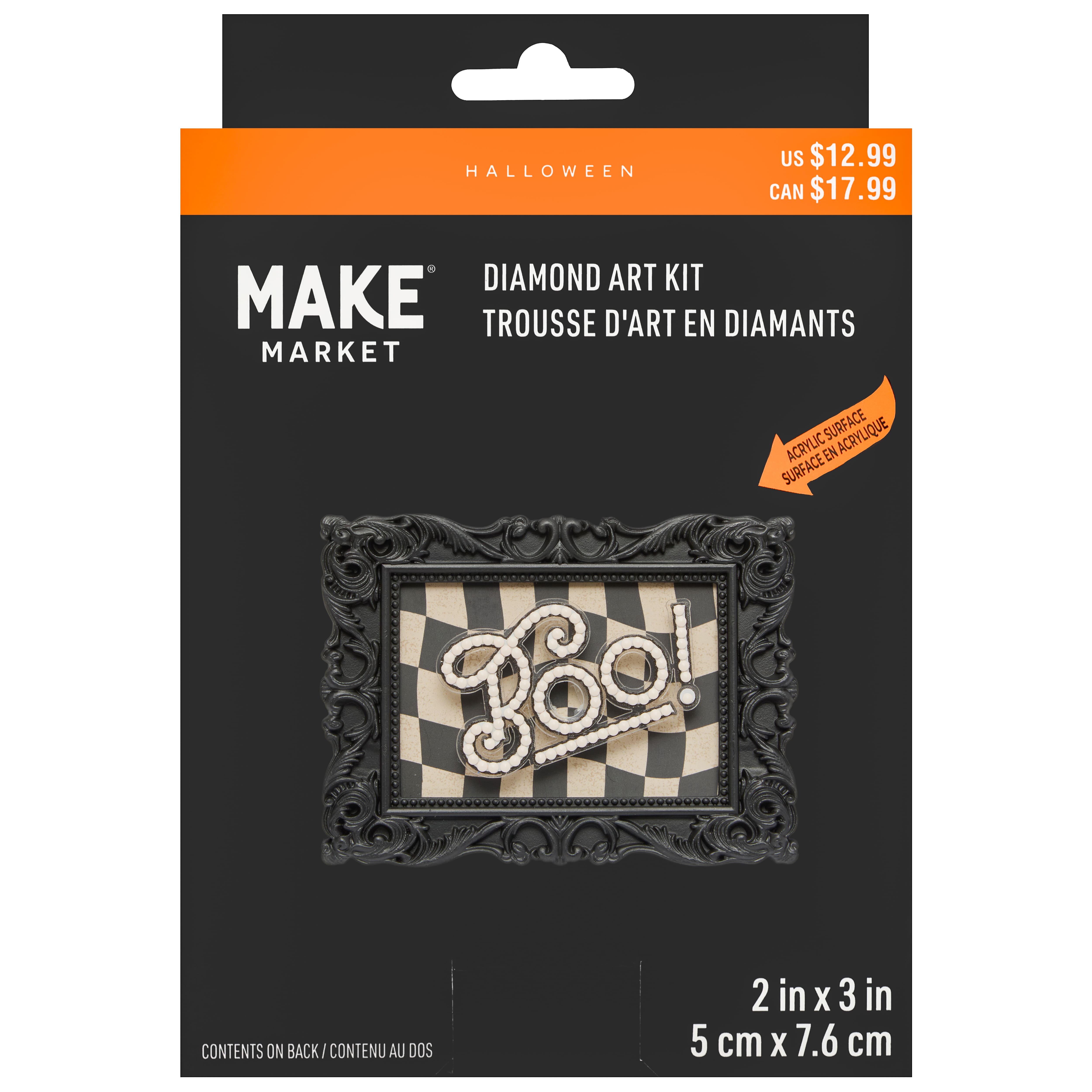 2" x 3" Boo! Acrylic Surface Diamond Art Kit with Frame by Make Market®