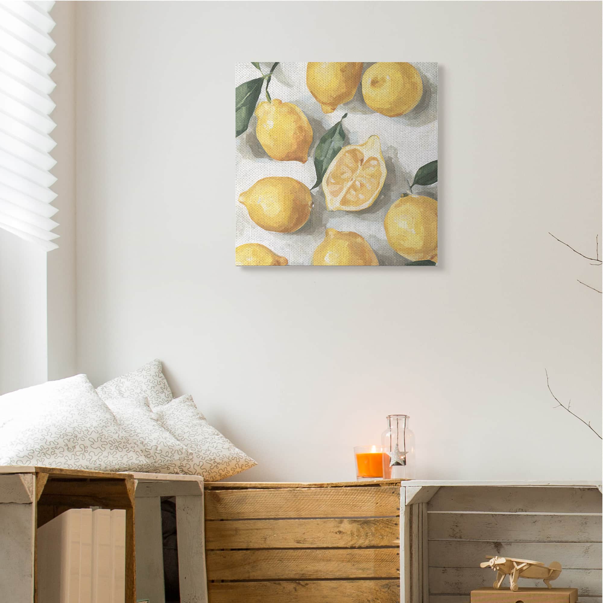 Stupell Industries Soft Yellow Citrus Lemon Pile Over White Canvas Wall Art