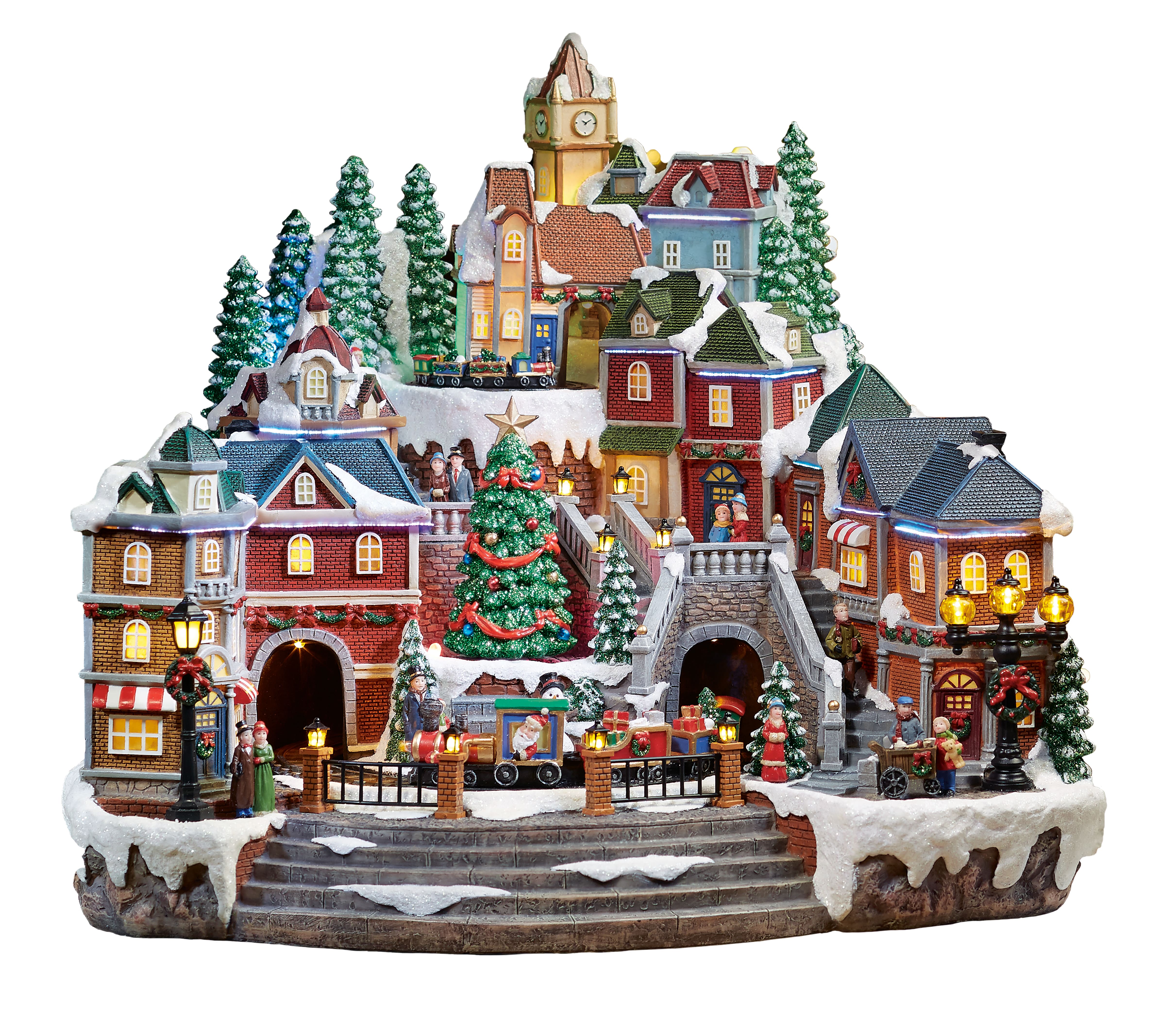 Moments in Time 14.8" Animated Tiered Village Town Centerpiece Décor