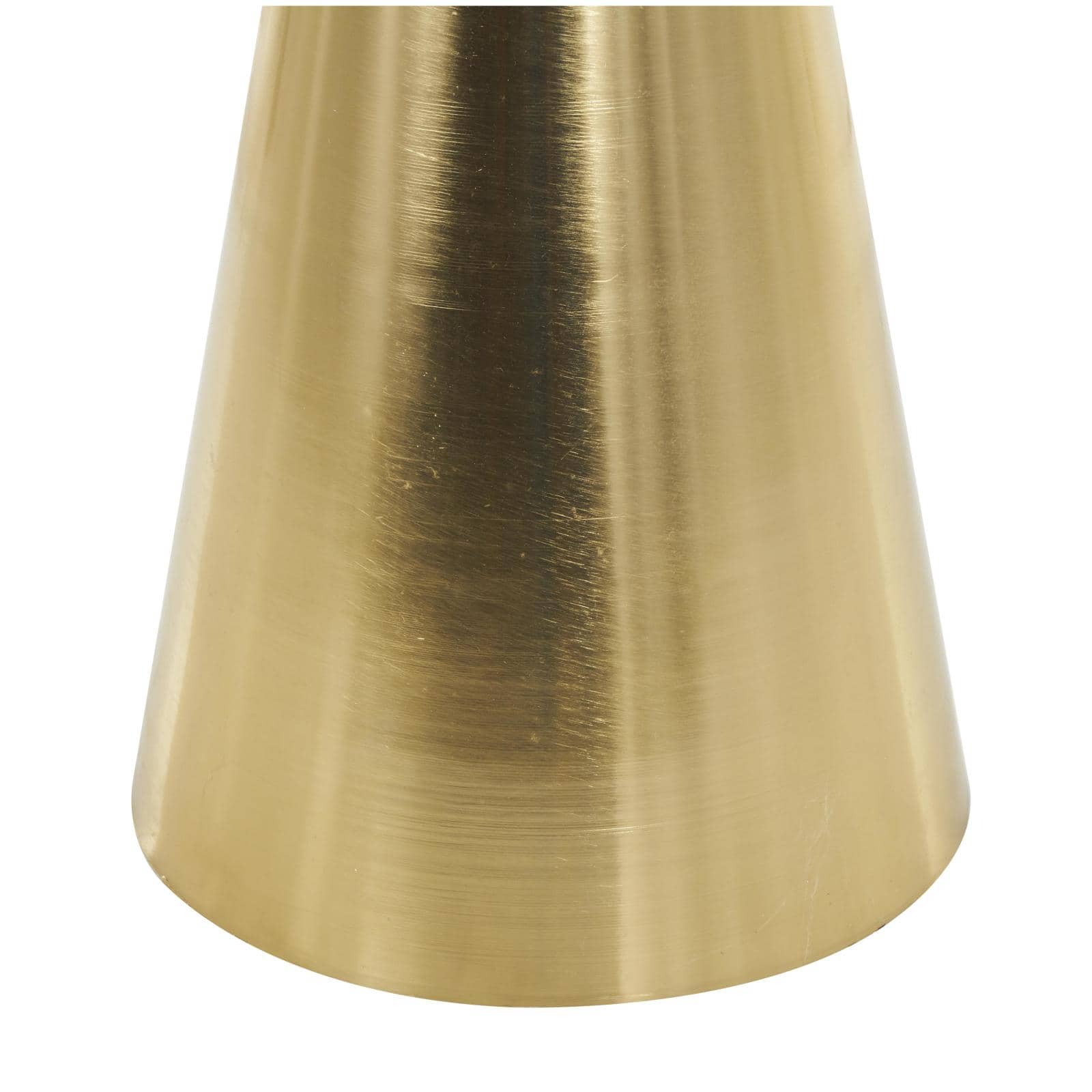 20" x 24" Gold Metal Geometric Cone Accent Table with White Marble Tabletop