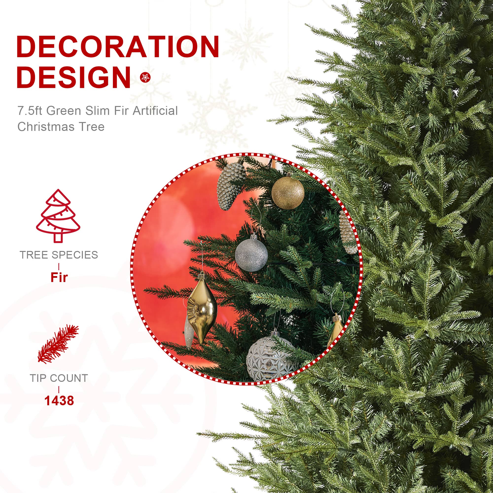7.5ft. Unlit Green Slim Fir Artificial Christmas Tree