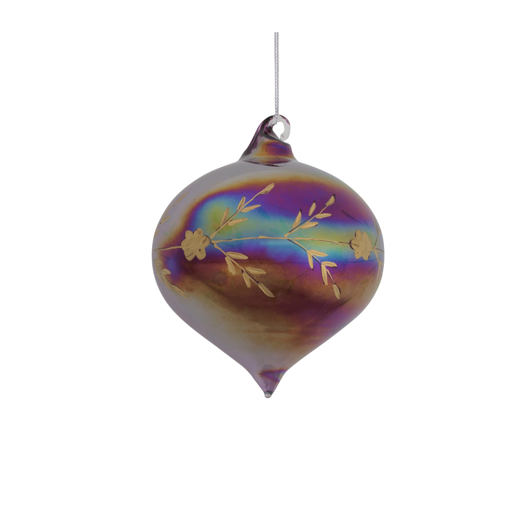 Melrose Iridescent Etched Glass Ornament Set