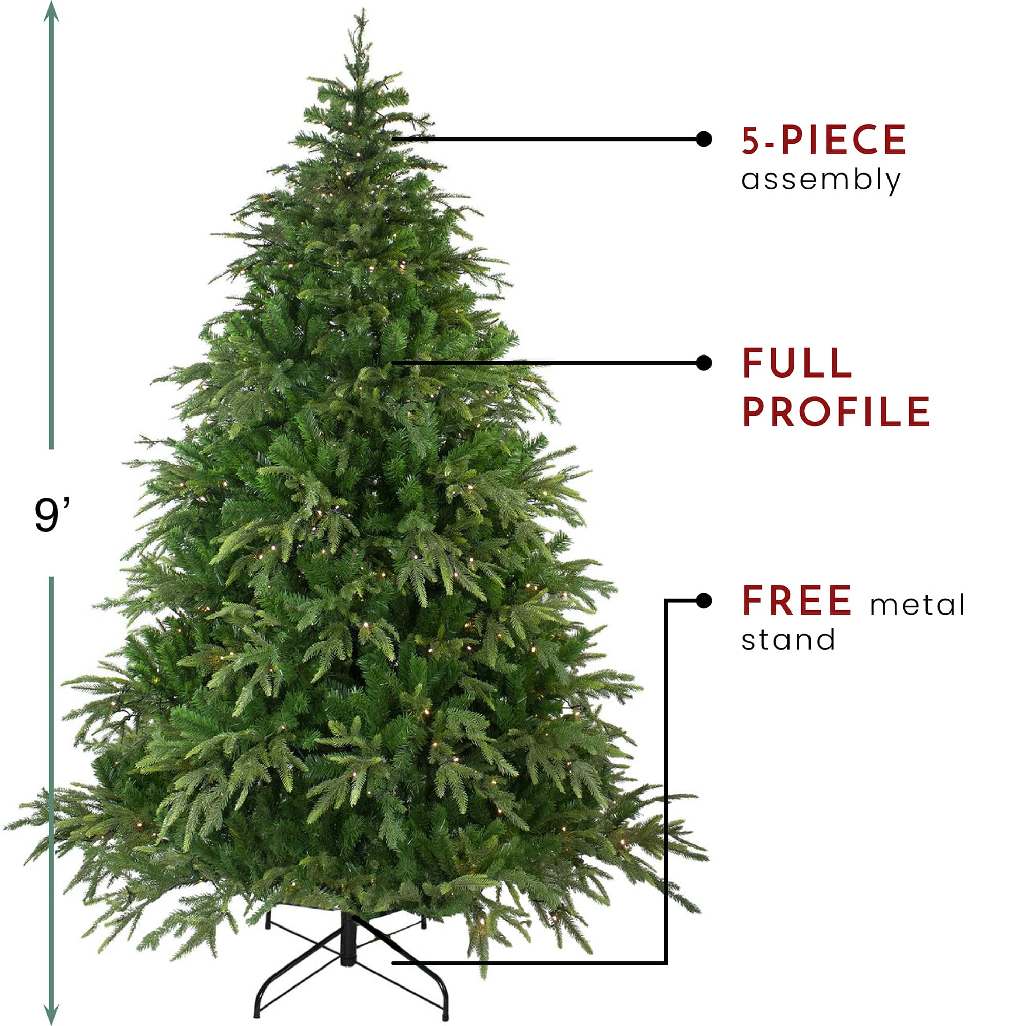 9ft. Pre-Lit Roosevelt Fir Artificial Christmas Tree, Warm White LED Lights
