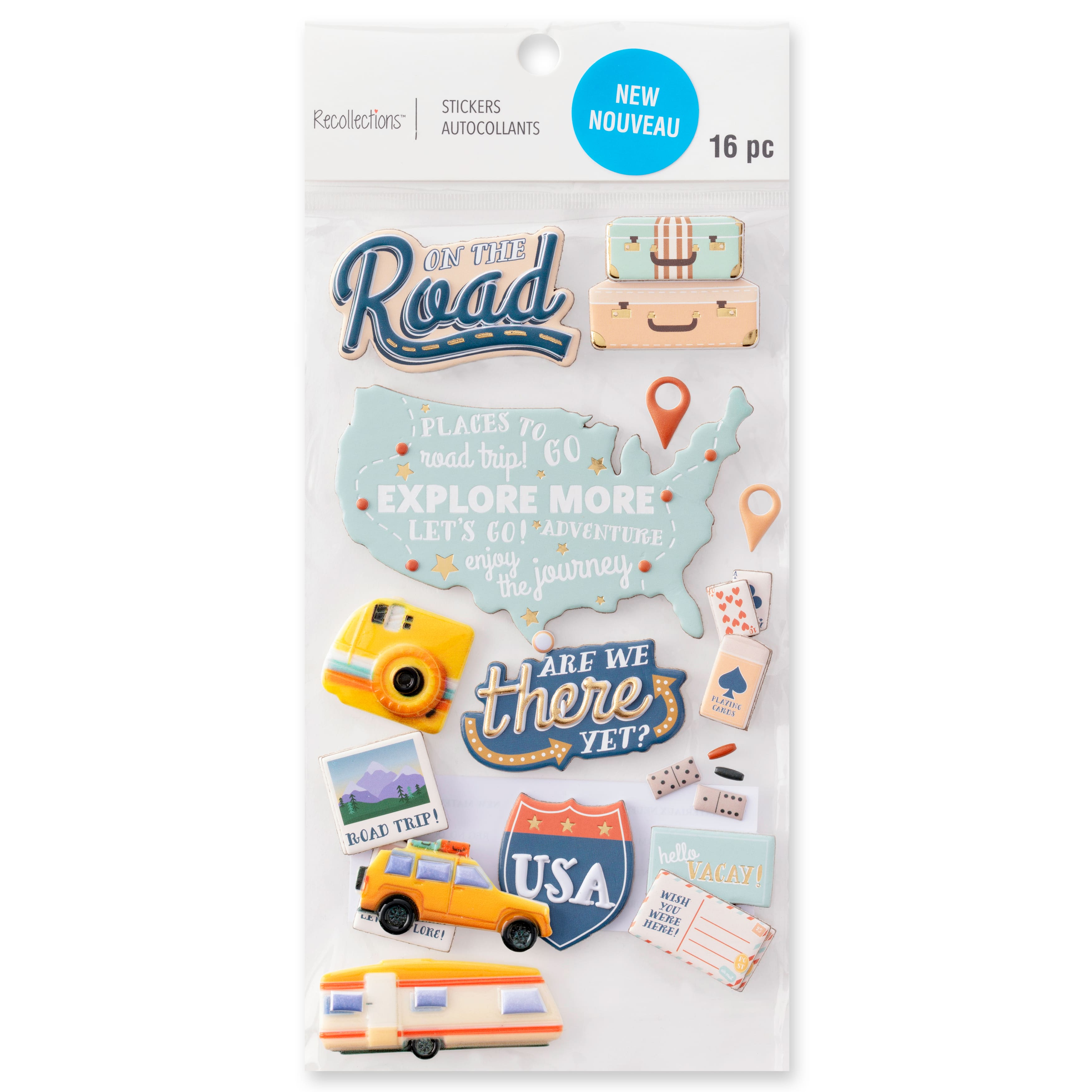 12 Pack: On the Road Dimensional Stickers by Recollections™