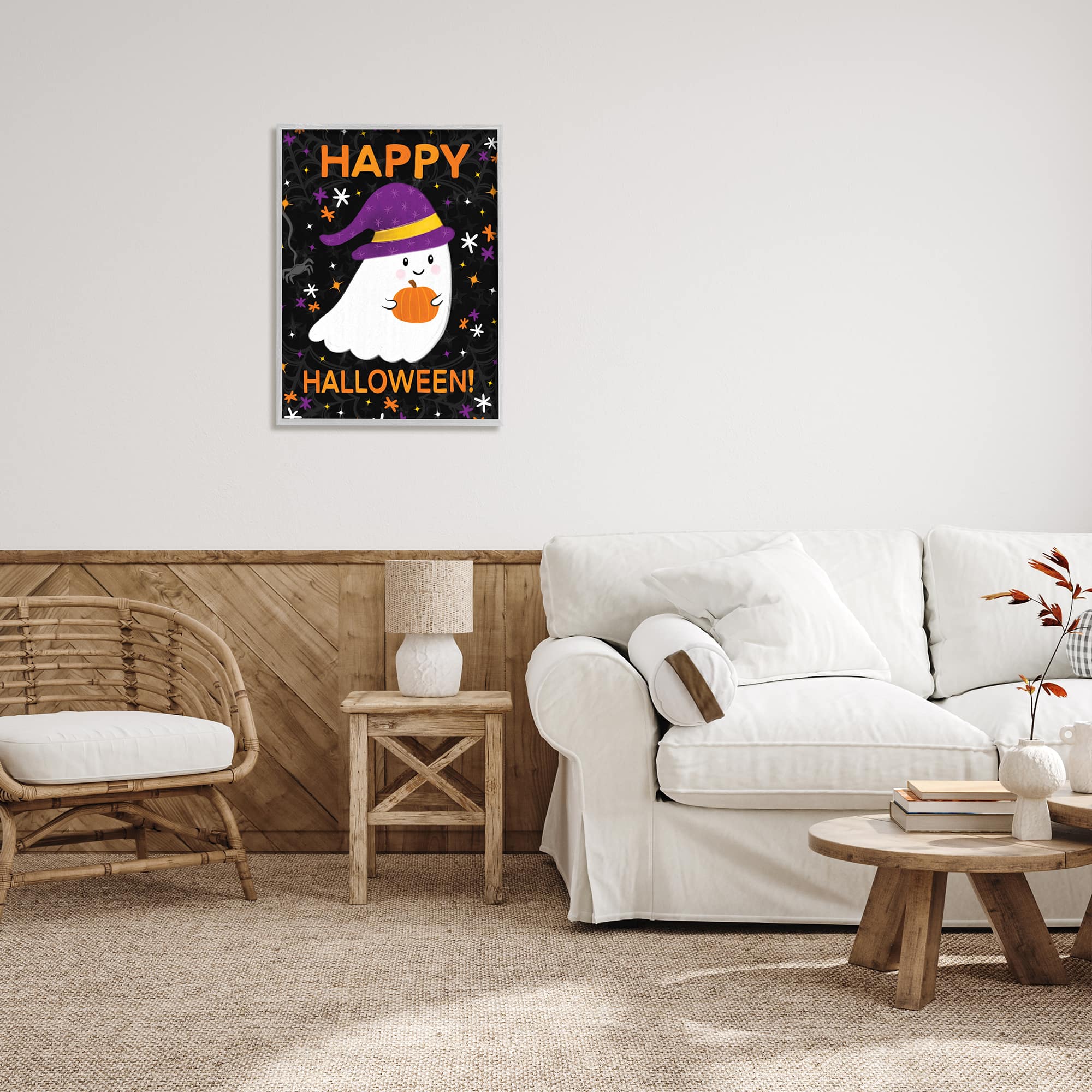 Stupell Industries Happy Halloween Happy Ghost Framed Giclee Art