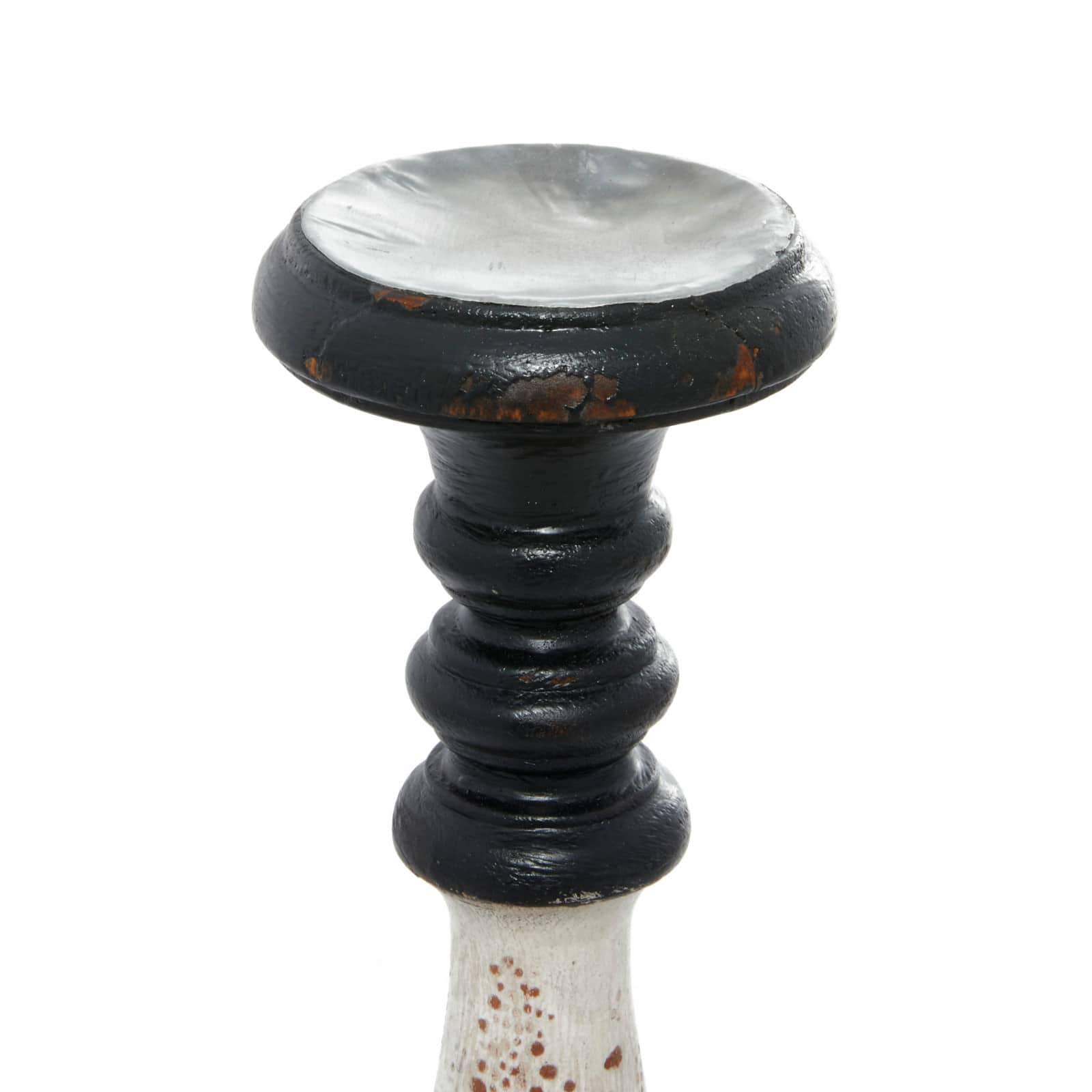 16" Black & White Wood Farmhouse Candlestick Holder Set