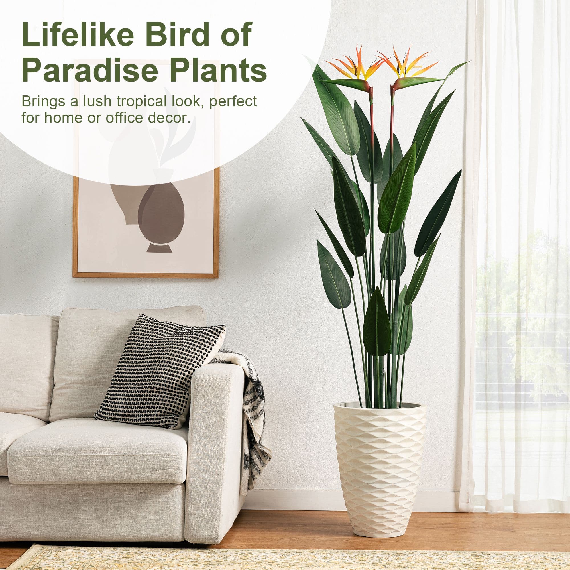 Glitzhome® 5.25ft. Faux Bird of Paradise Plant in Pot