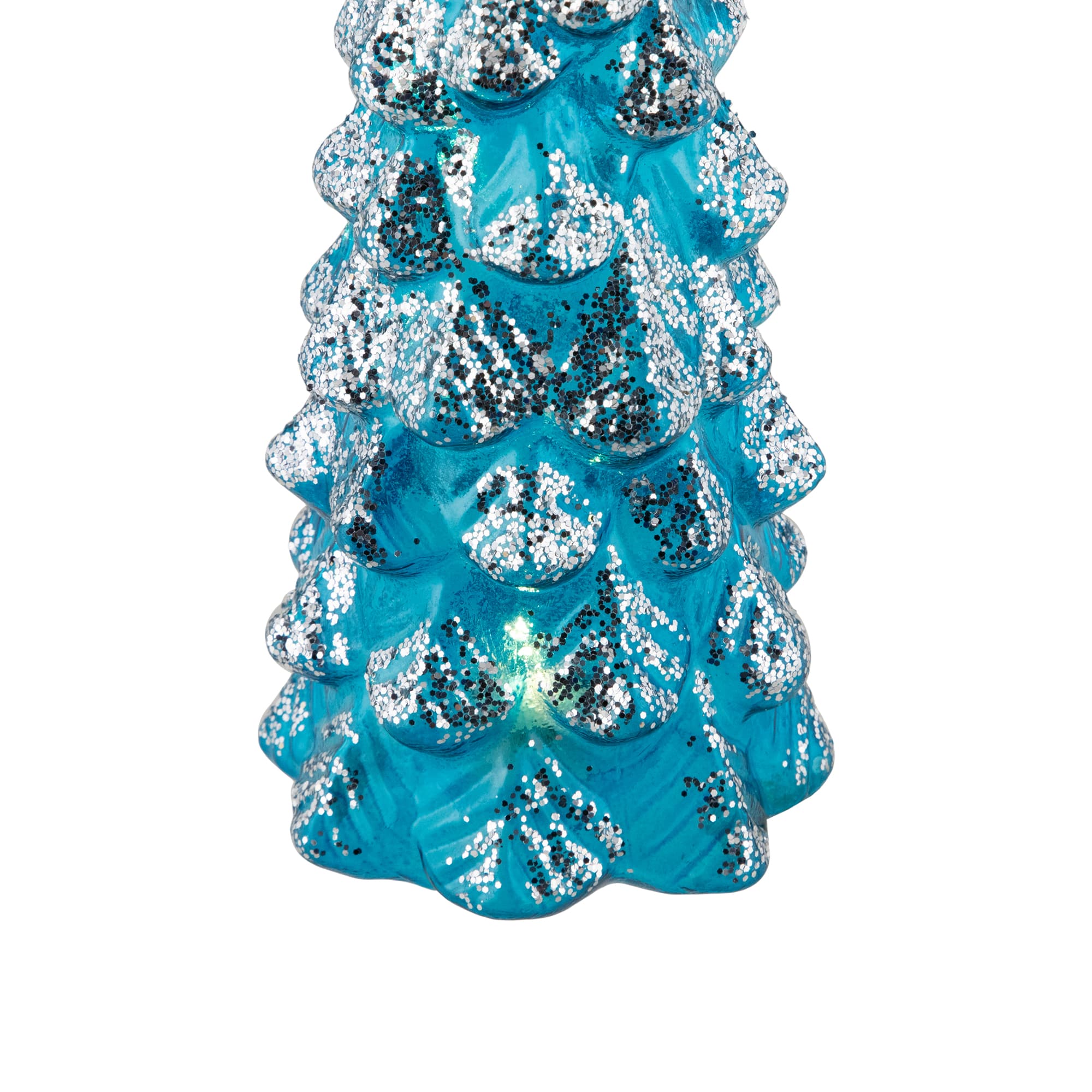 10.25" Blue LED Lighted Glittered Glass Decoration Christmas Tree