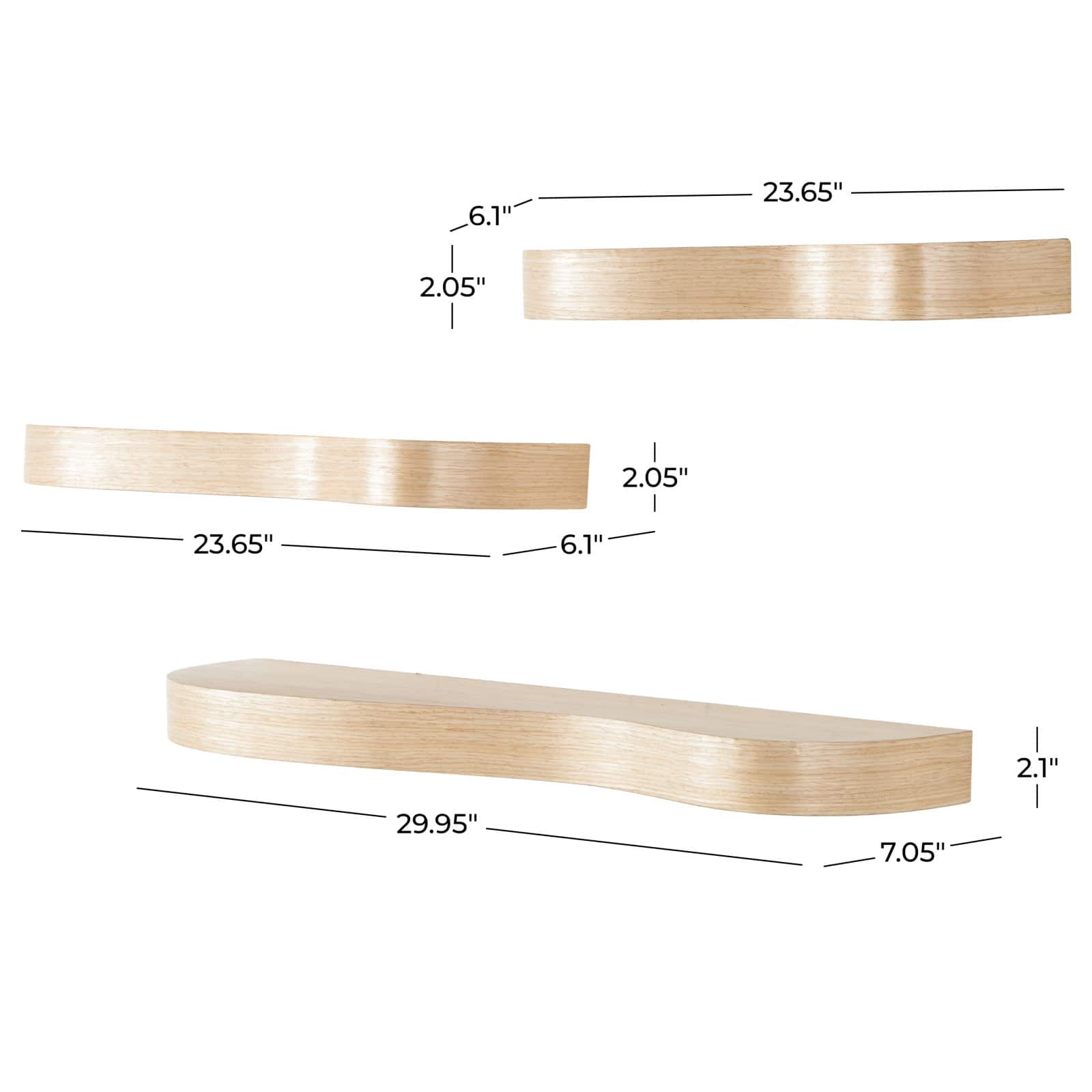 Light Brown Wood Handmade Wall Shelf Set 