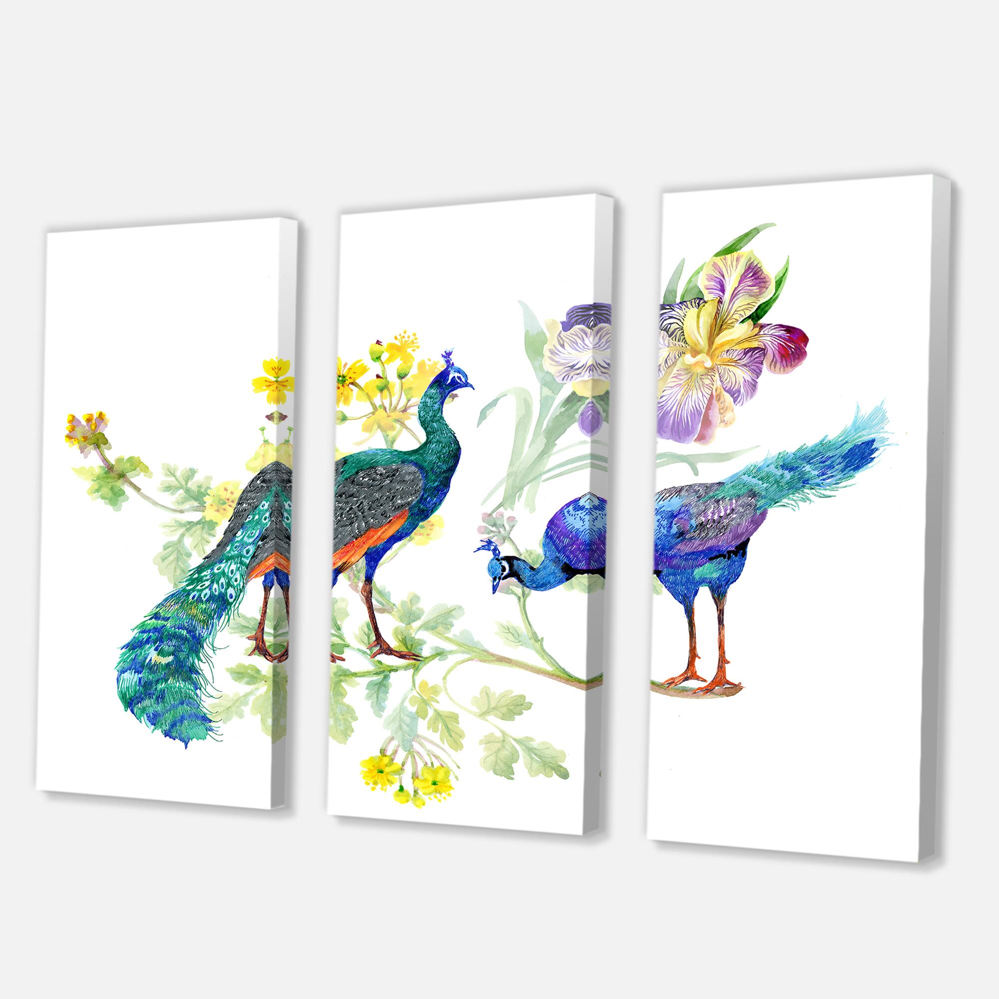 Designart - Peacocks and Iris Flowers