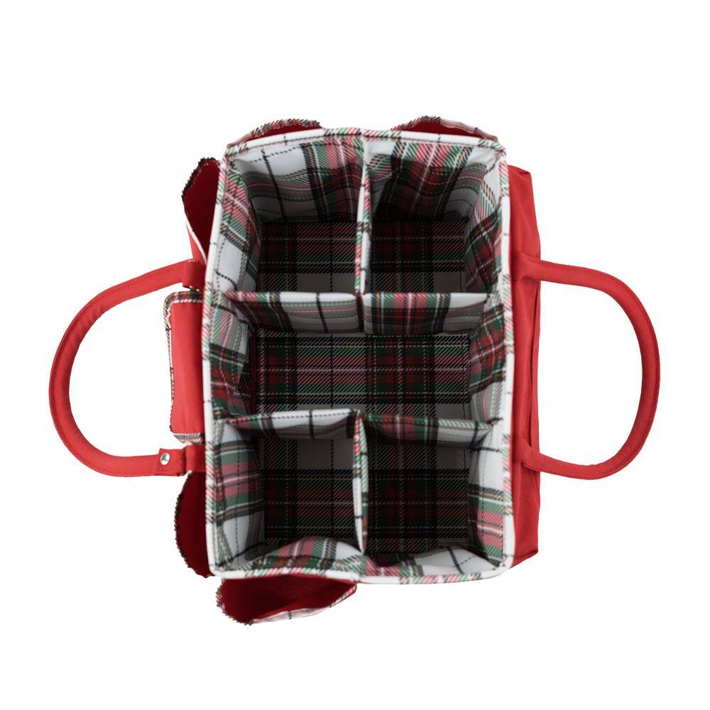 Everything Mary 11.5" Red Plaid Christmas Deluxe Store & Tote Craft Organizer Bag