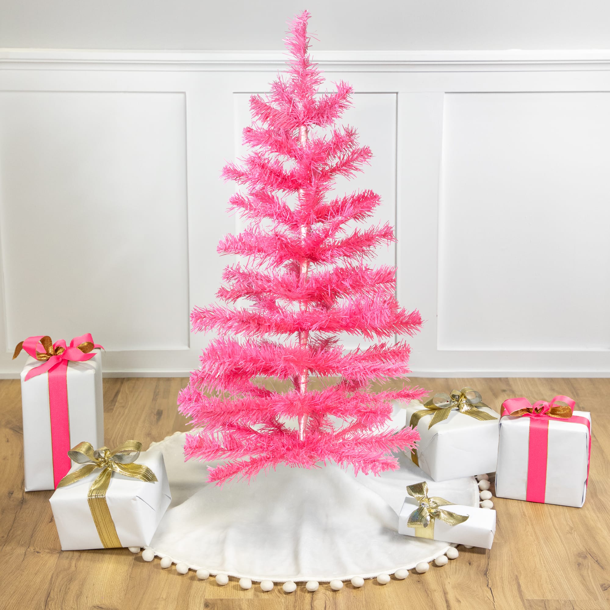 3ft. Unlit Pink Tinsel Artificial Christmas Tree