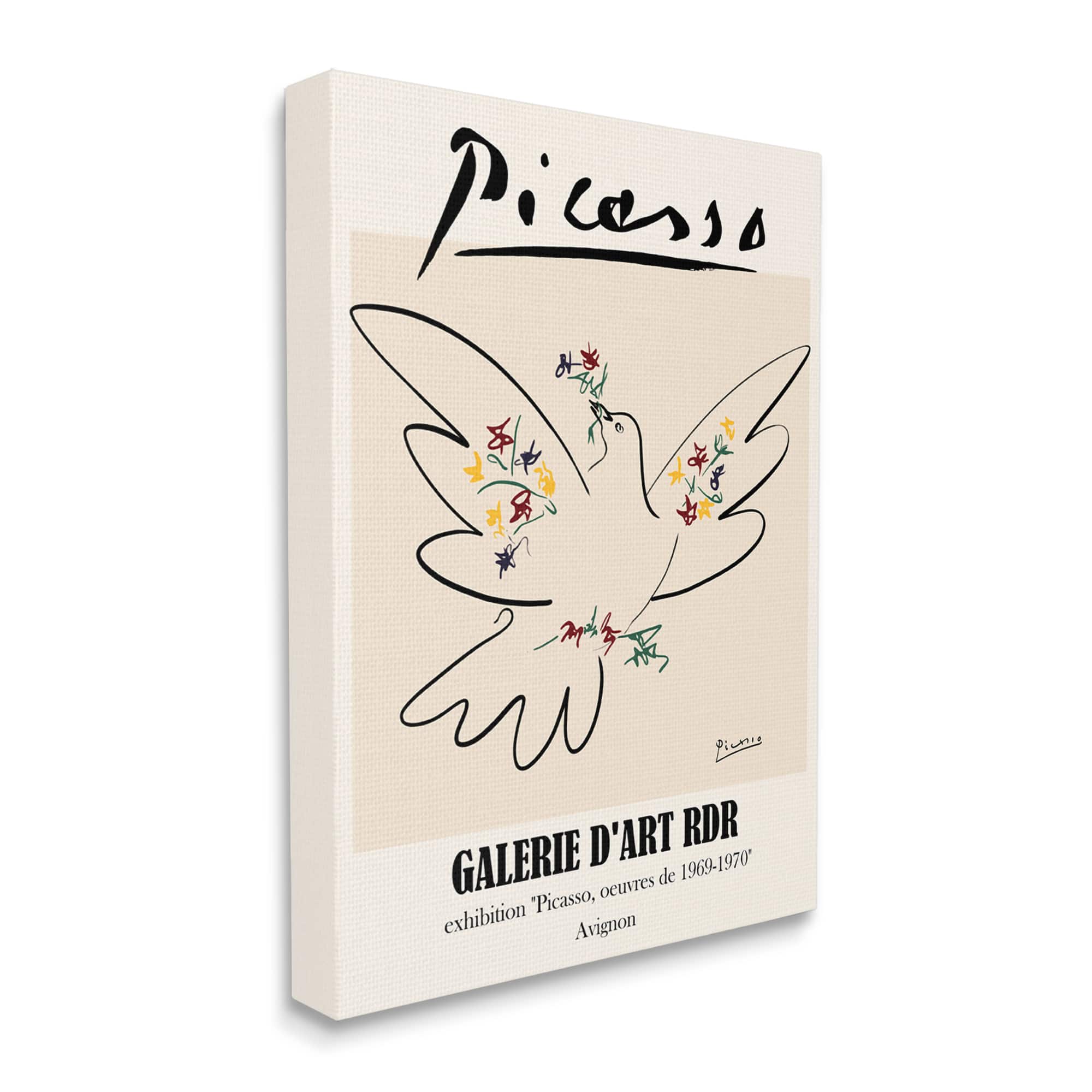 Stupell Industries Classical Abstract Picasso Peace Dove Bird Linework Canvas Wall Art