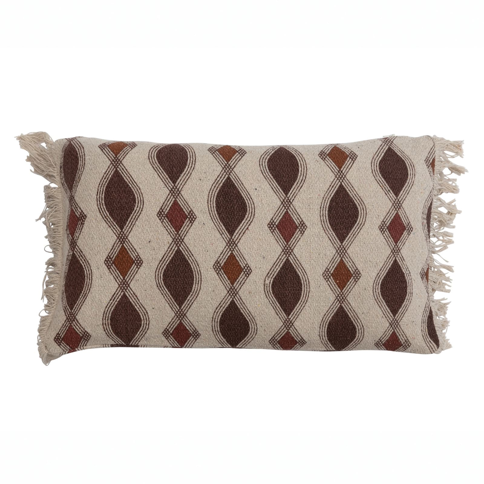 Hello Honey® Multicolor Recycled Cotton Blend Printed Pillow with Fringe