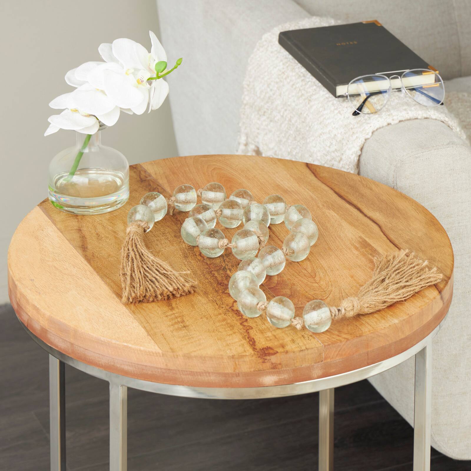 4ft. Glass Handmade Round Beaded Garland with Tassel