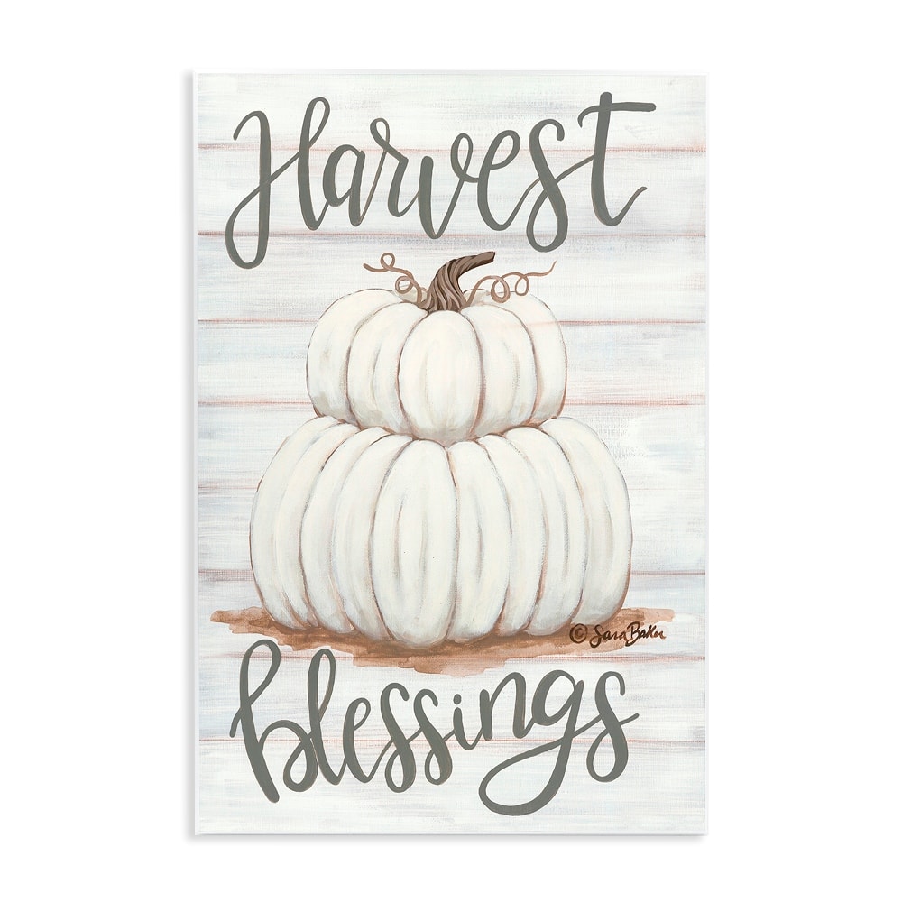 Stupell Industries Harvest Blessings White Pumpkins Wall Plaque Art