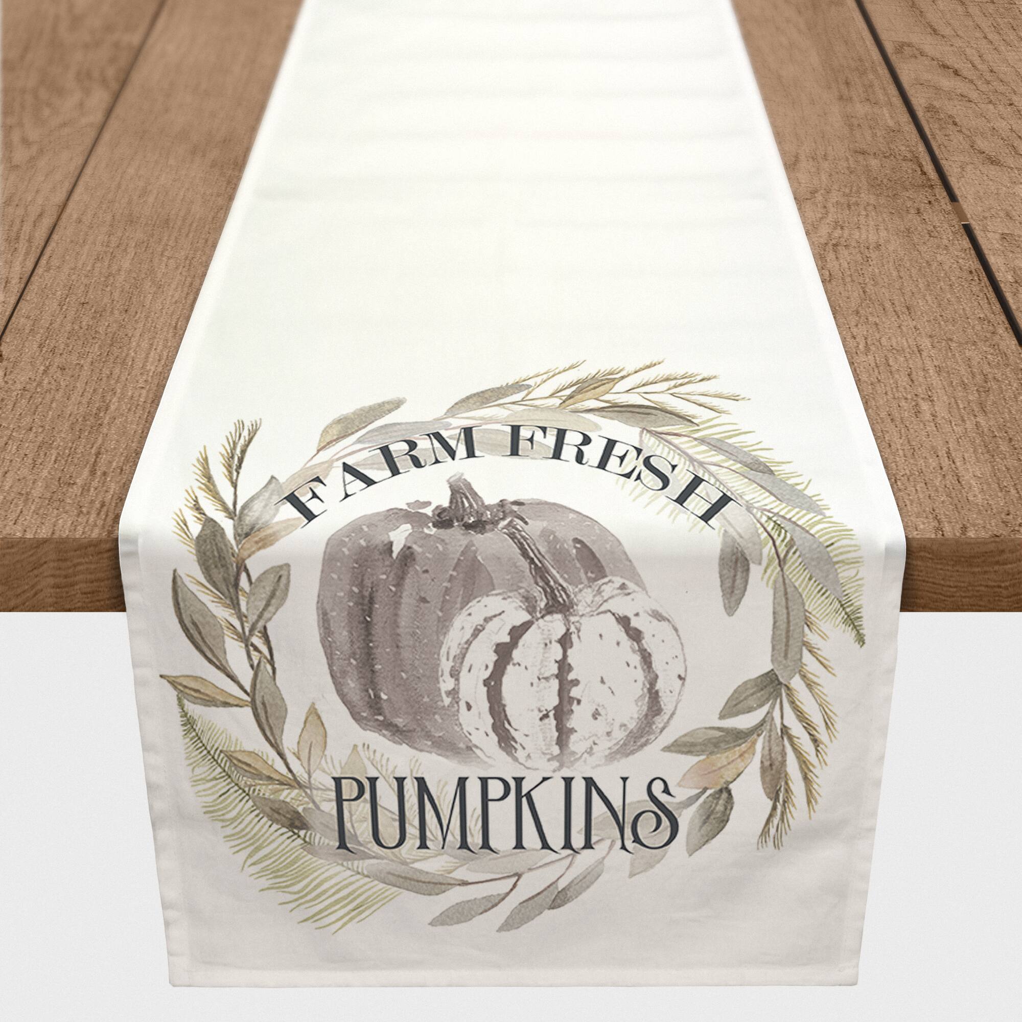 72" Pumpkins In Wreath Table Runner