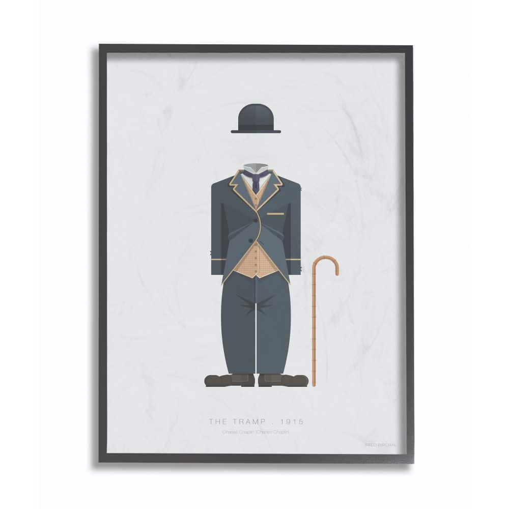 Stupell Industries Charlie Chaplin Minimalist Illustration Black Framed Wall Art