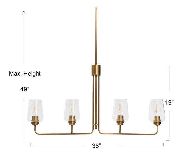 Hello Honey® Robert Stevenson Lighting Holden Metal & Glass 4-Light Linear Chandelier