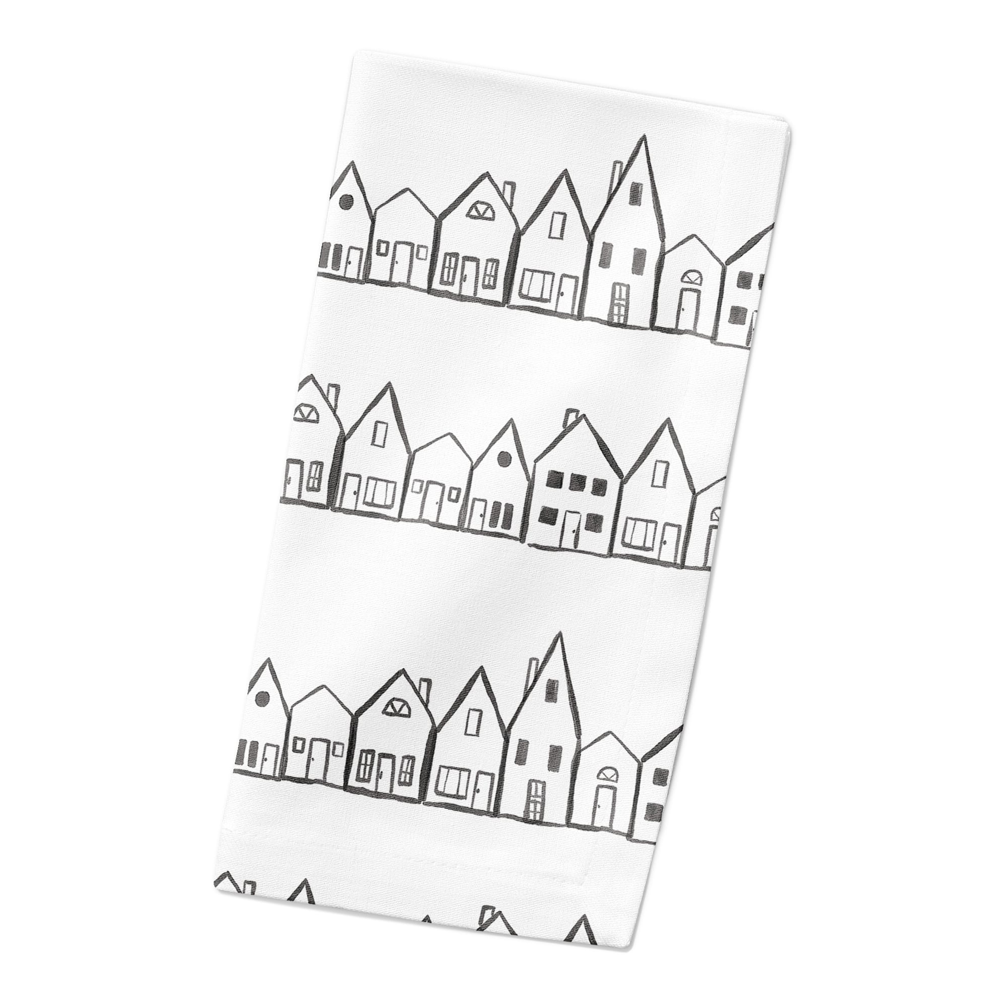 Simple House Pattern 10" x 10" Cotton Twill Napkin