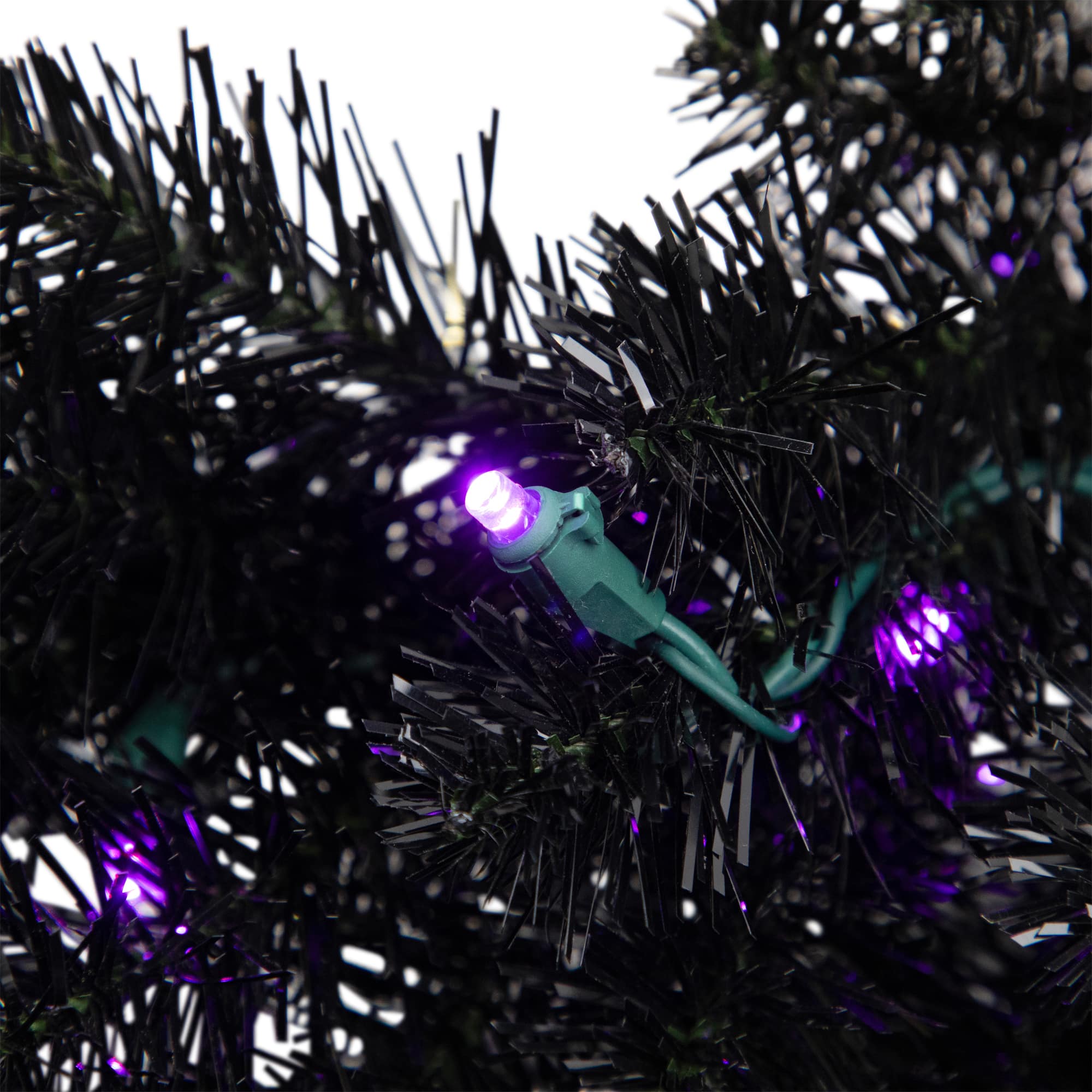 24" Black Crystal Pine Artificial Halloween Wreath 
