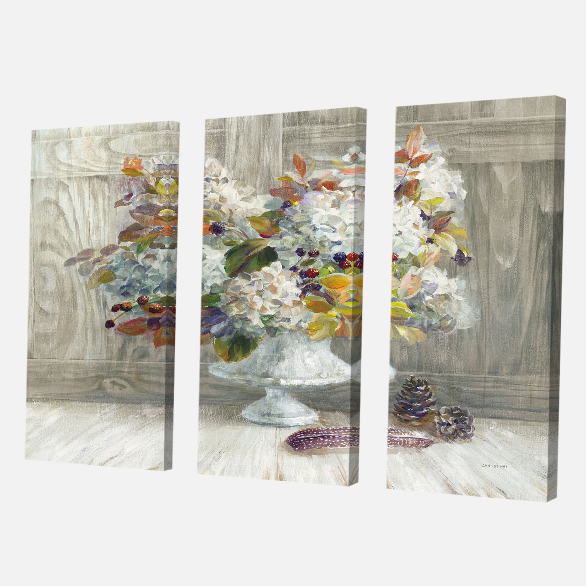 Designart - Rustic Florals White