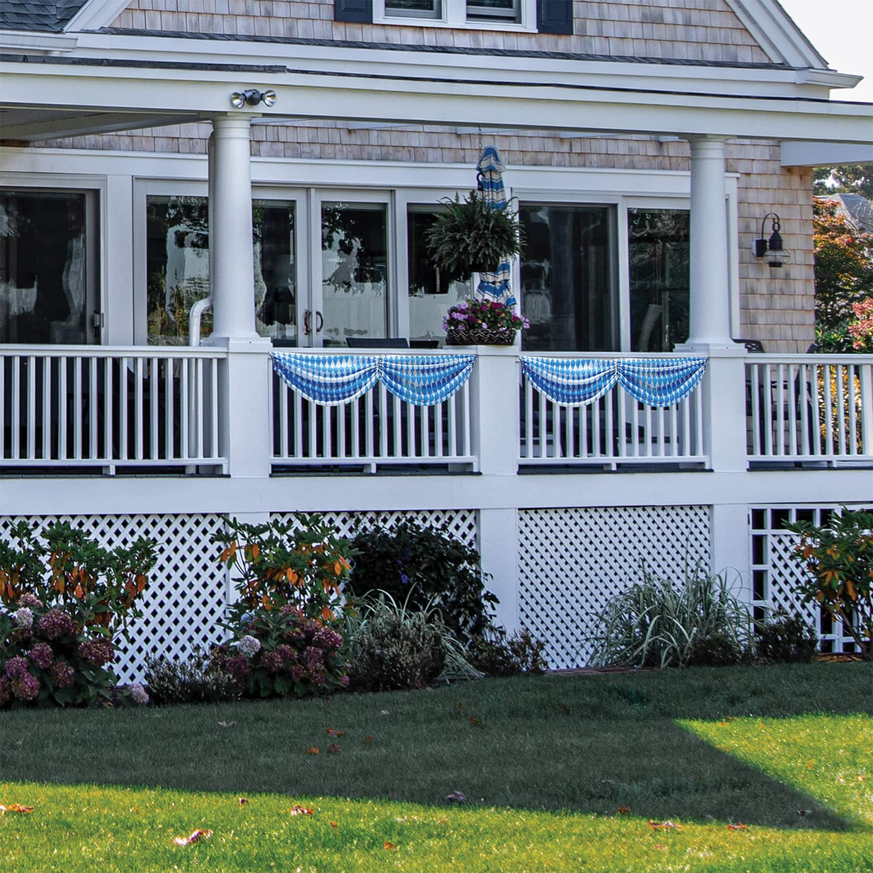 Beistle 5.75ft. Blue & White Harlequin Oktoberfest Fabric Bunting
