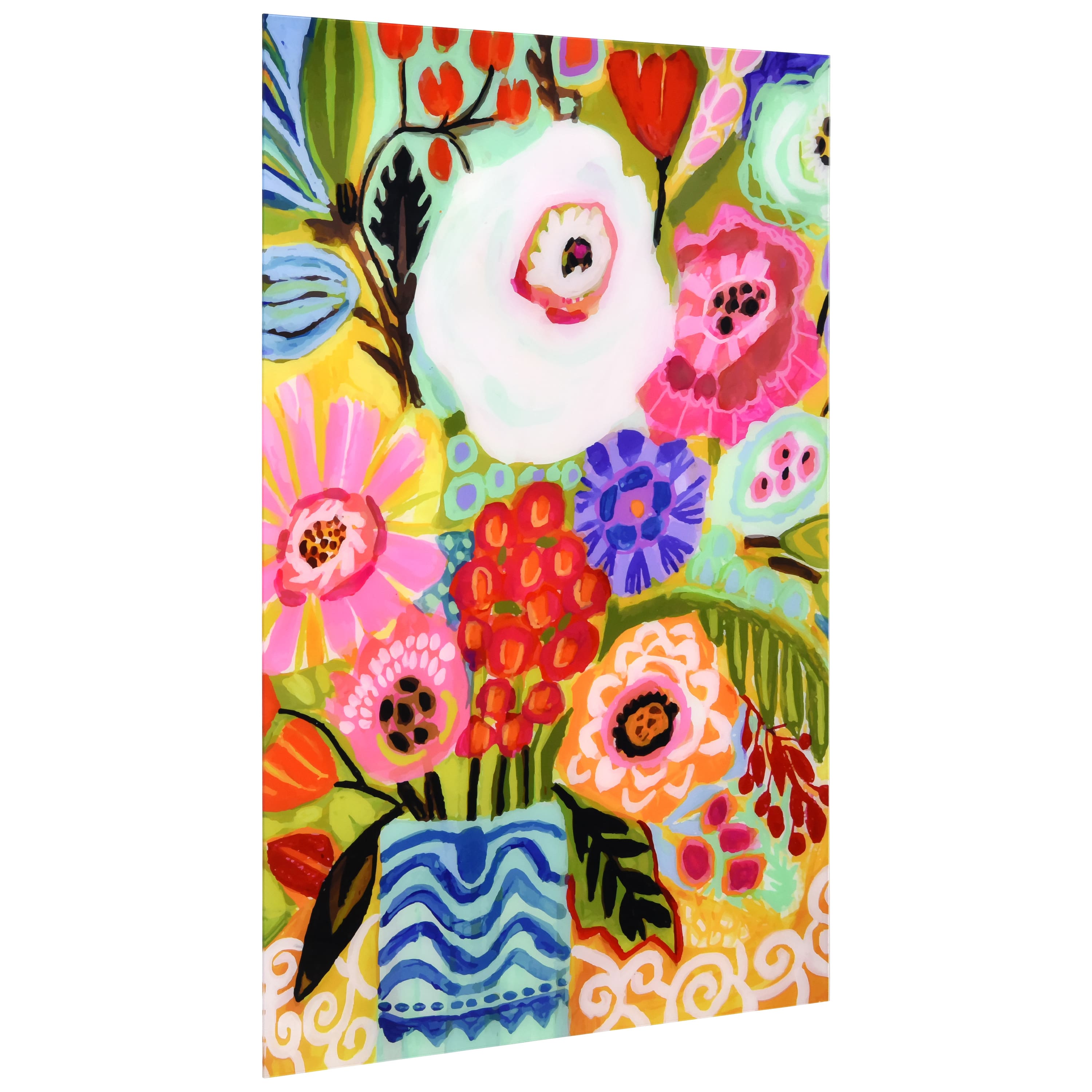 Empire Art Direct 32" x 48" Fresh Flowers in Vase II Frameless Free Floating Tempered Glass Wall Art
