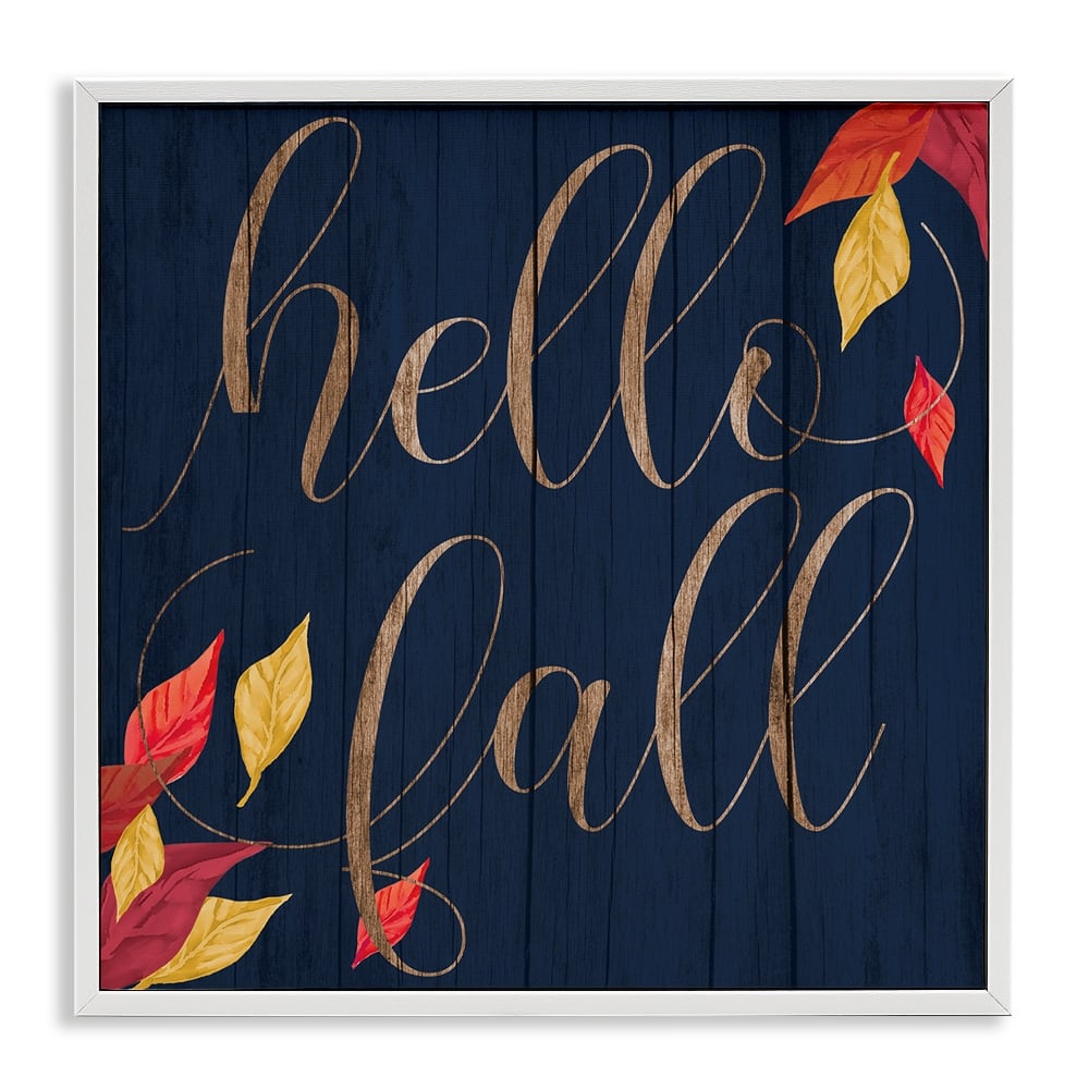 Stupell Industries Hello Fall with Autumn Foliage Framed Giclee Art