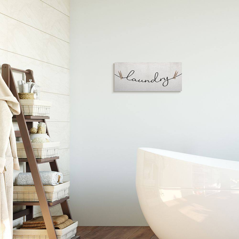 Stupell Industries Clothespins on the Laundry Line Typography Canvas Wall Art