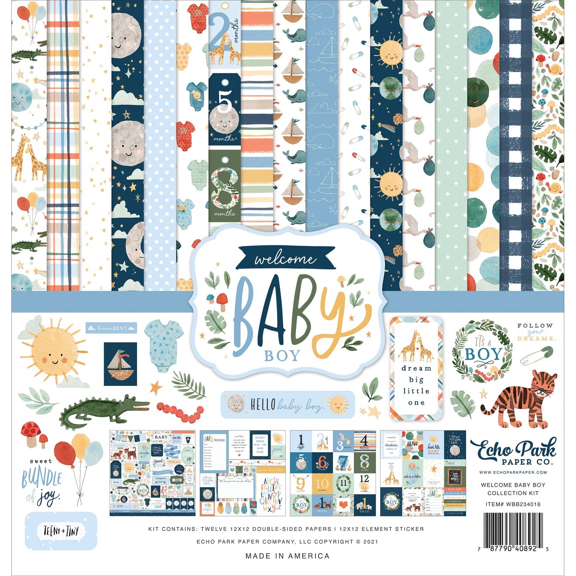 Echo Park Collection Kit 12"X12"-Welcome Baby Boy