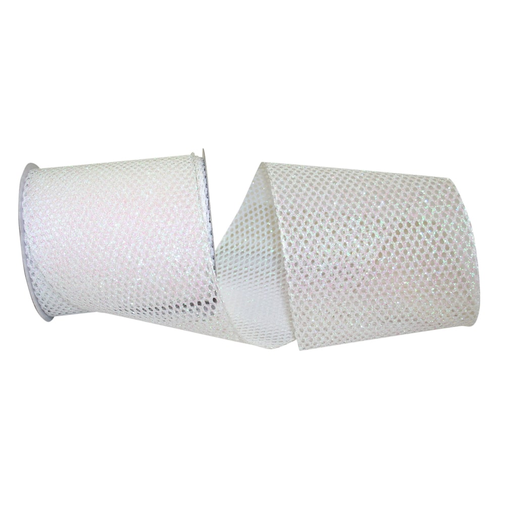 Reliant 4" x 10yd. Iridescent Glitter Wired Net Mesh Ribbon