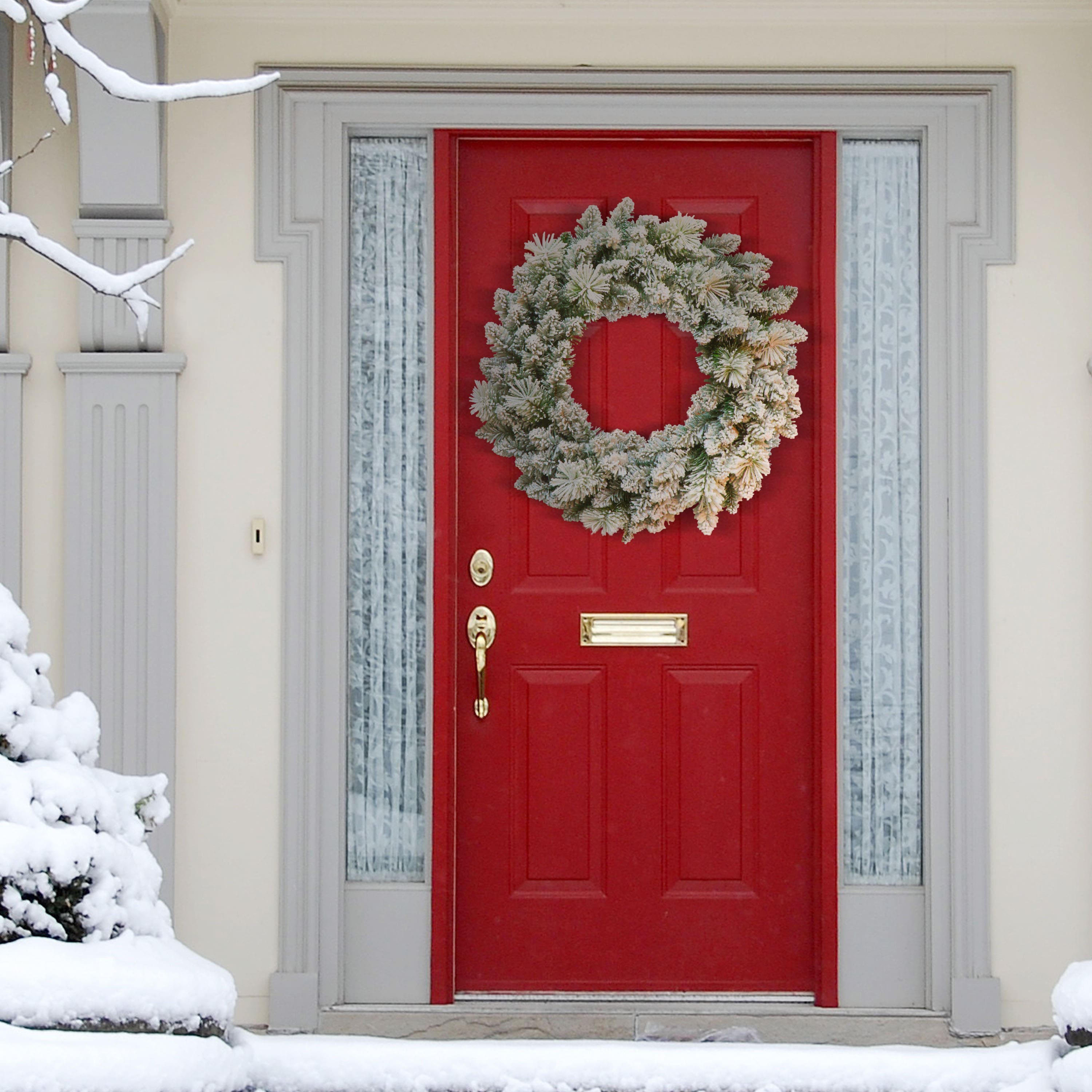 6 Pack: 24" Flocked Spruce Wreath