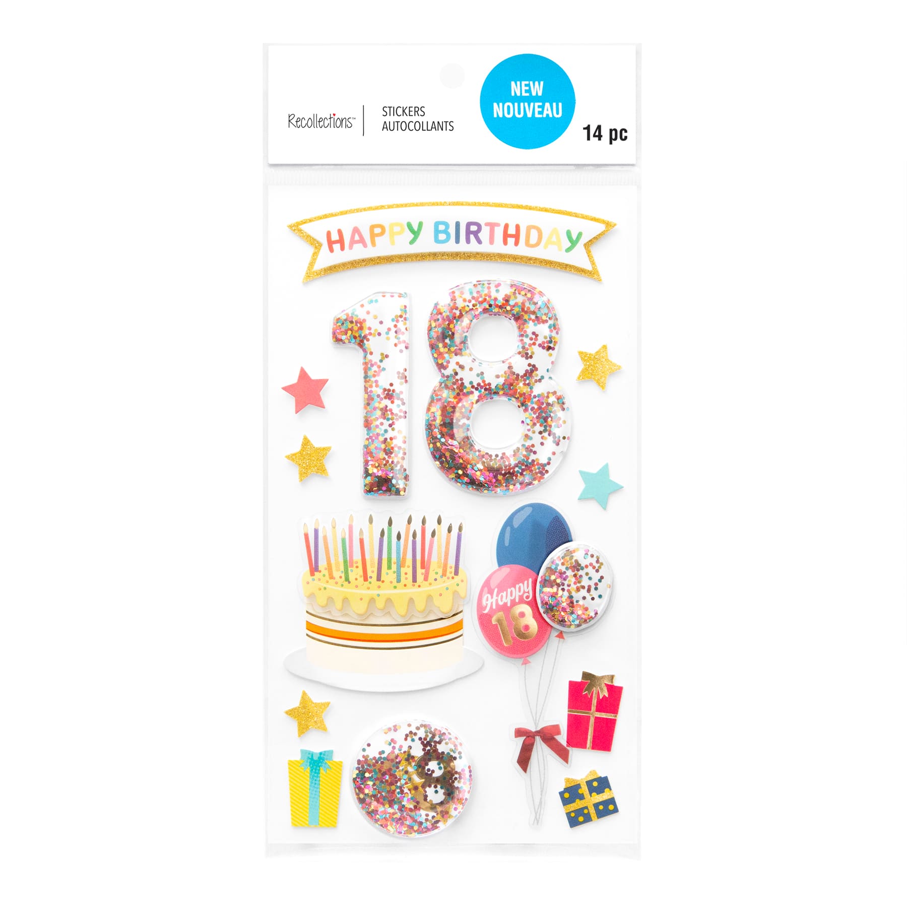 12 Pack: 18th Birthday Dimensional Stickers by Recollections™