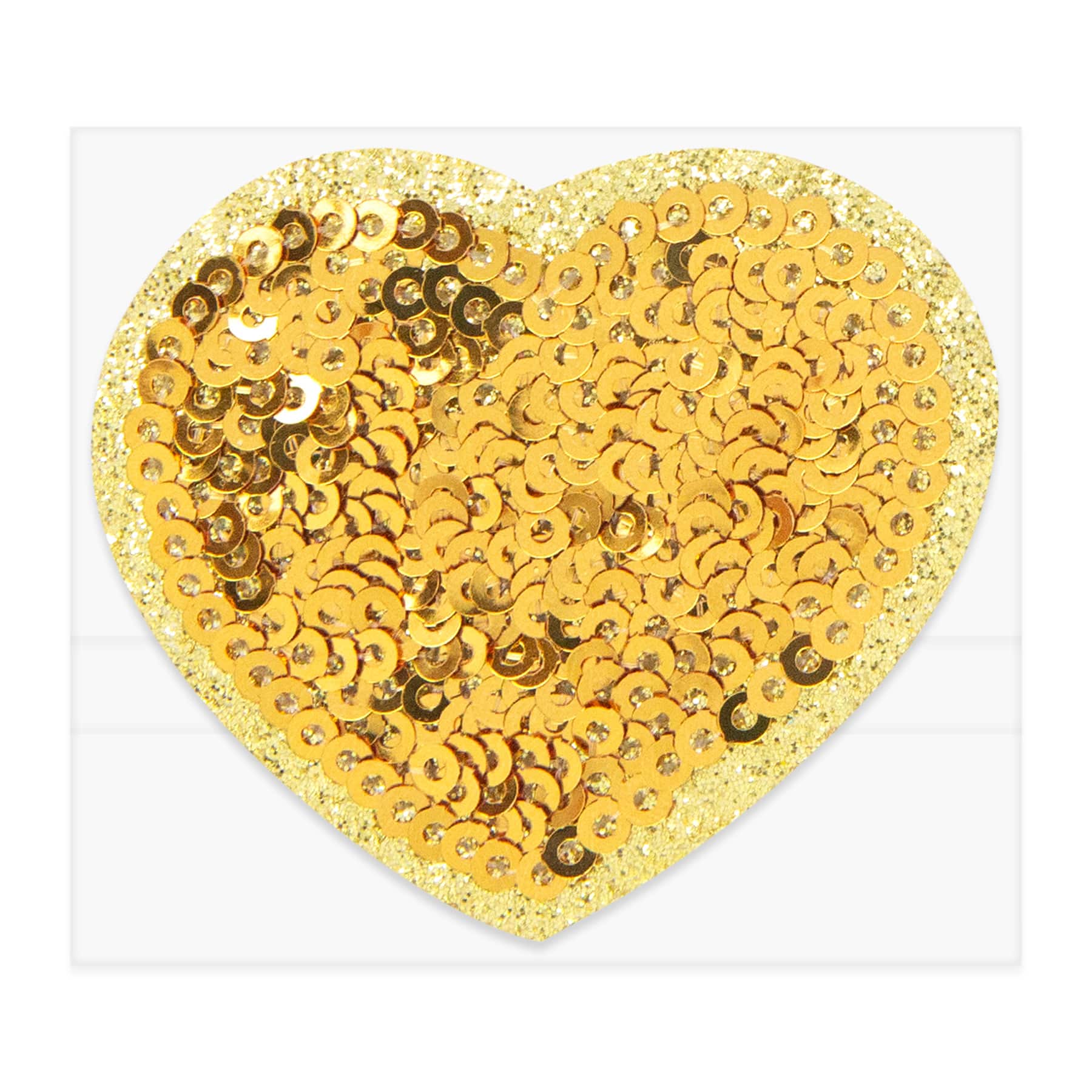 Gold Sequin Heart Embroidered Iron-On & Adhesive Patch by Make Market®