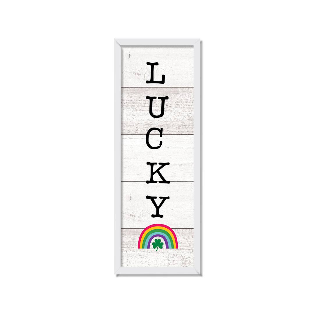 Lucky Wood Slats Rainbow 12" x 36" Black Framed Print Under Plexiglass
