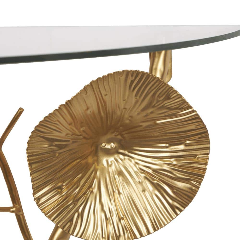 24" x 16" Gold Metal Branch Floral Wall Shelf with Glass Top