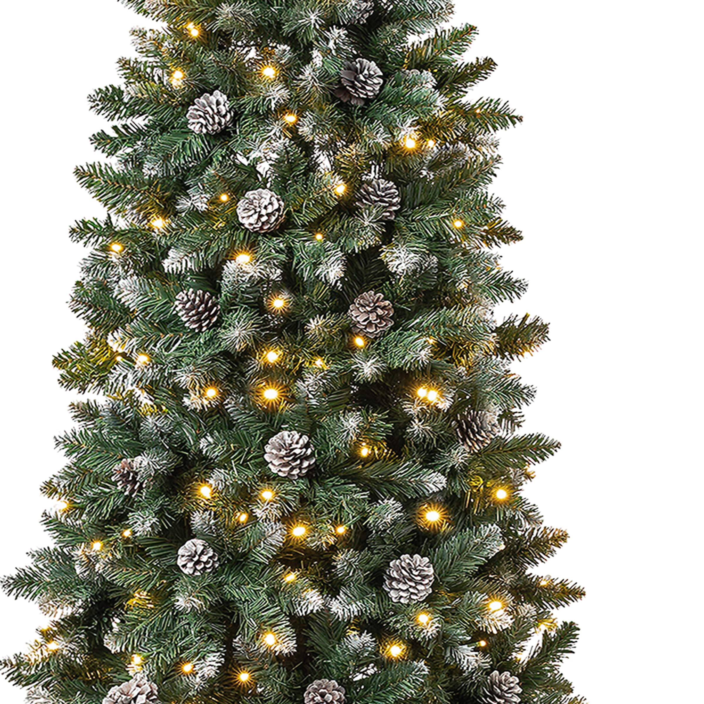 7.5 ft. Pre-Lit Feel Real® Flocked Oakley Hills Artificial Christmas Tree, Warm White LED Lights