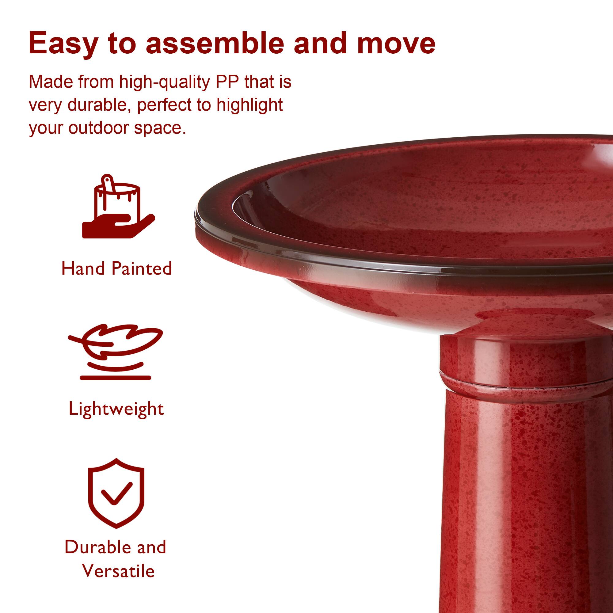 Glitzhome® 21.5" Faux Ceramic Tall Pedestal Birdbath