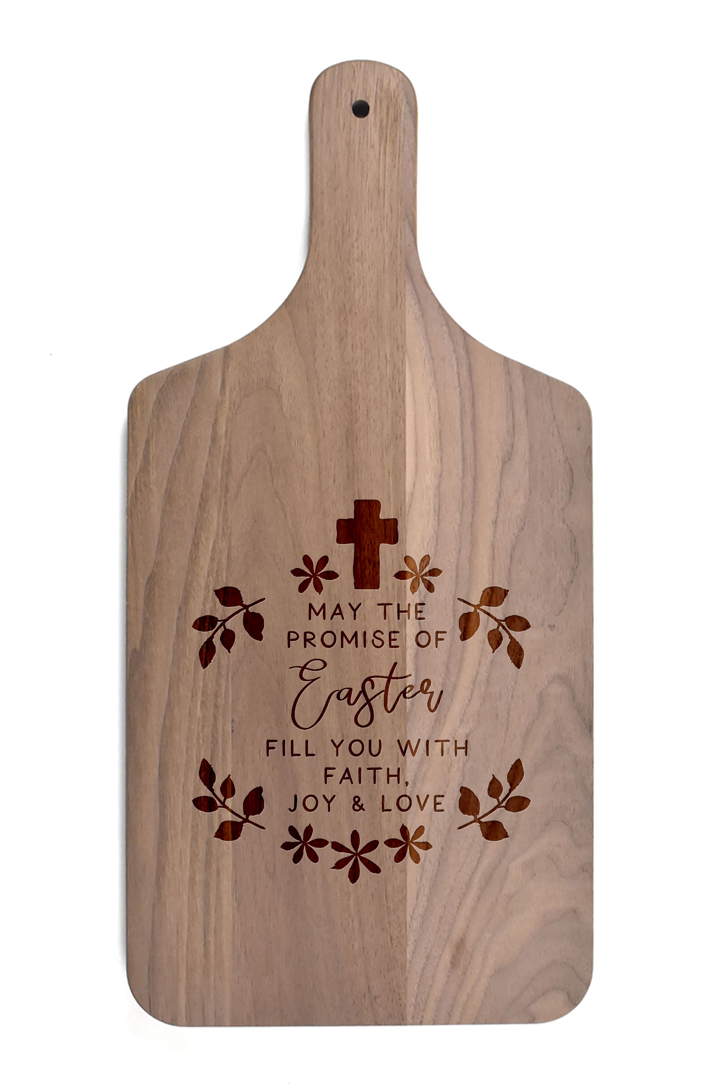 The Promise of Easter 8" x 17" Walnut Paddle Cutting Board