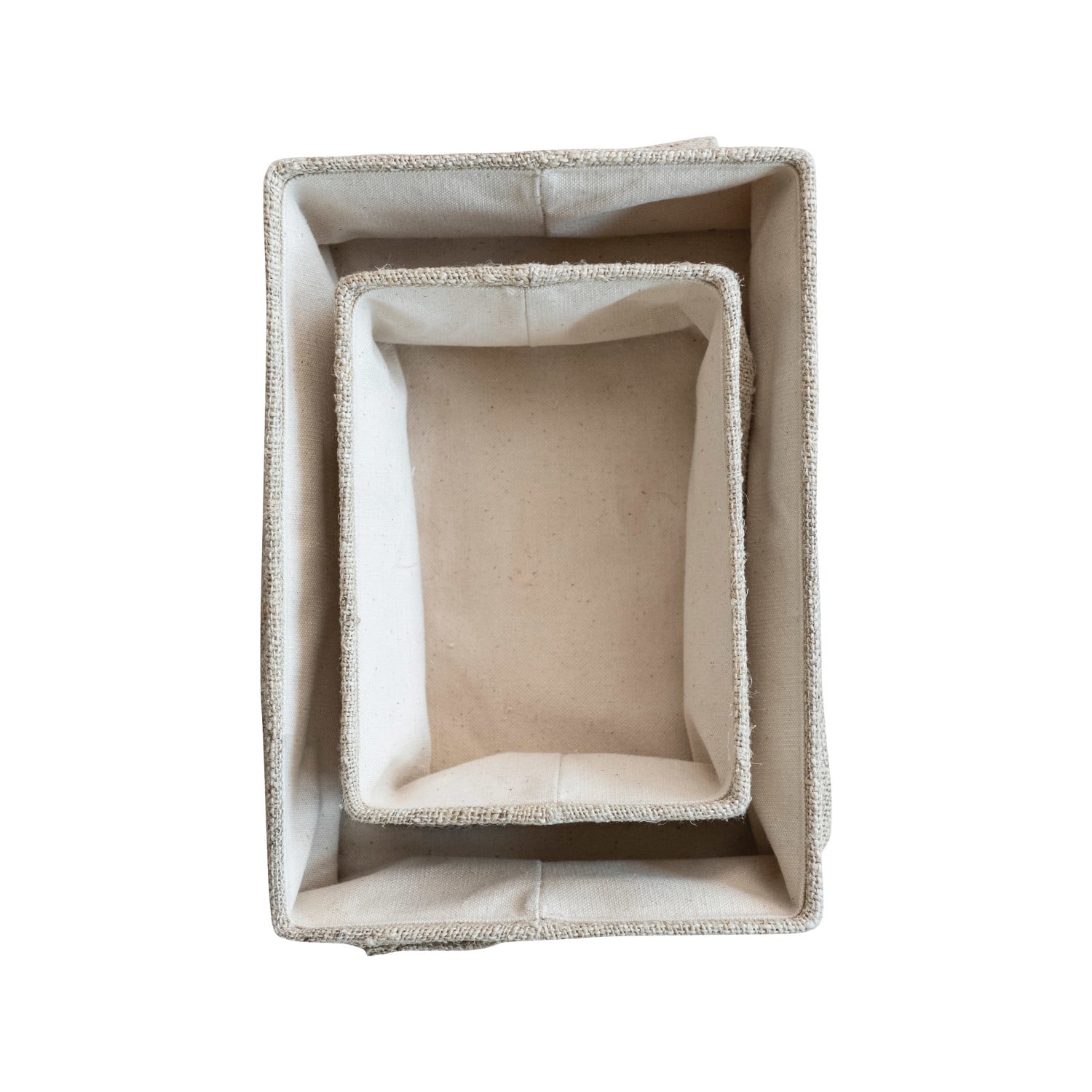 Hello Honey® Large Natural Rectangular Hemp Fiber & Metal Bin with Cotton Canvas Lining & Handle