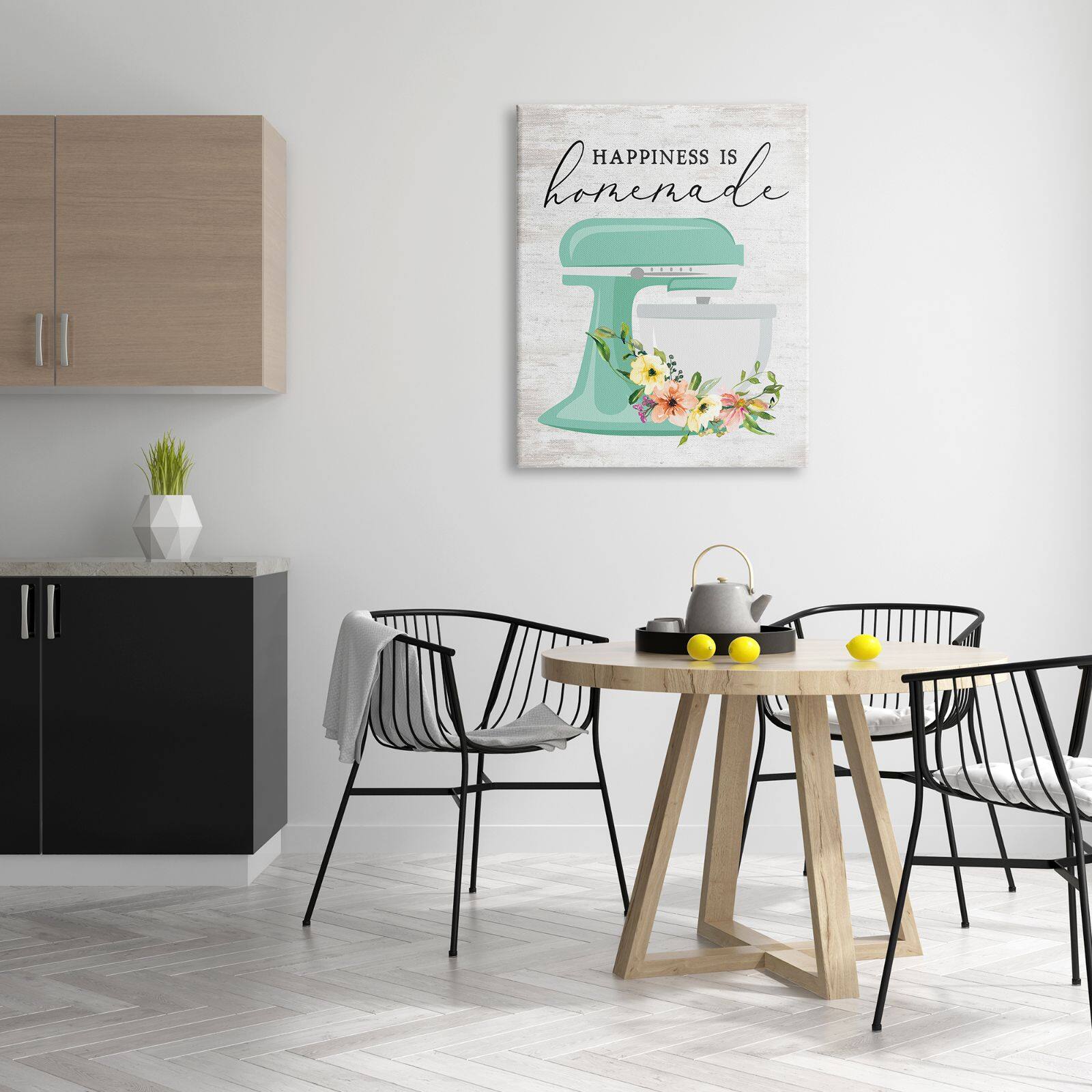 Stupell Industries Happiness is Homemade Phrase Floral Kitchen Stand Mixer Canvas Wall Art