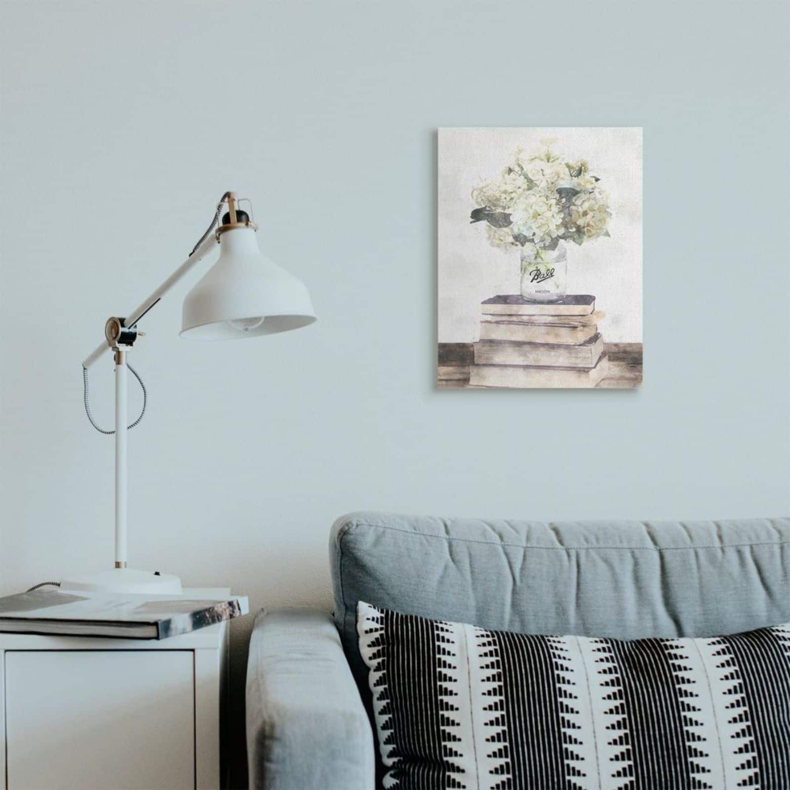 Stupell Industries White Hydrangeas on Books Canvas Wall Art