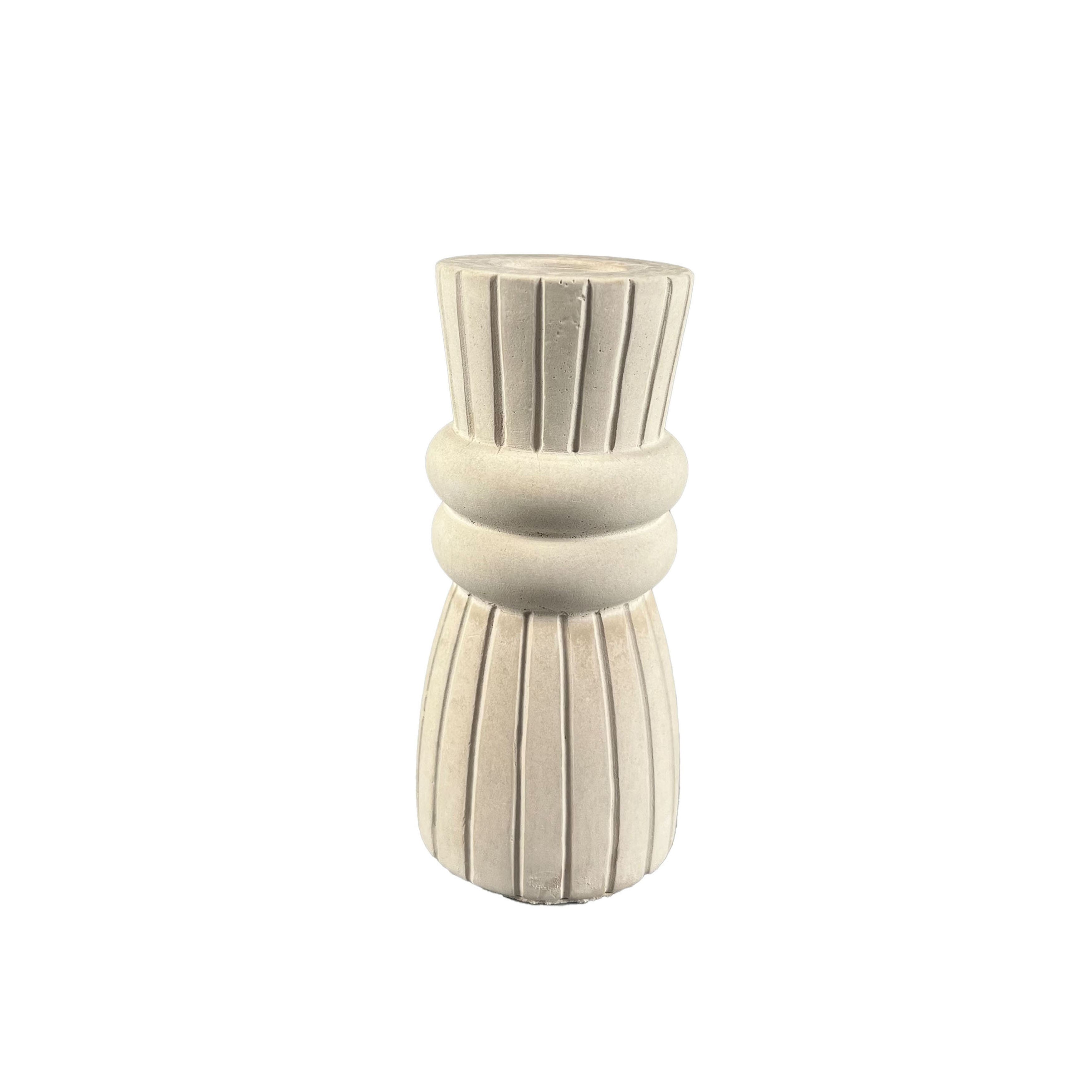 4.5" Ribbed Cement Taper Candle Holder by Make Market®