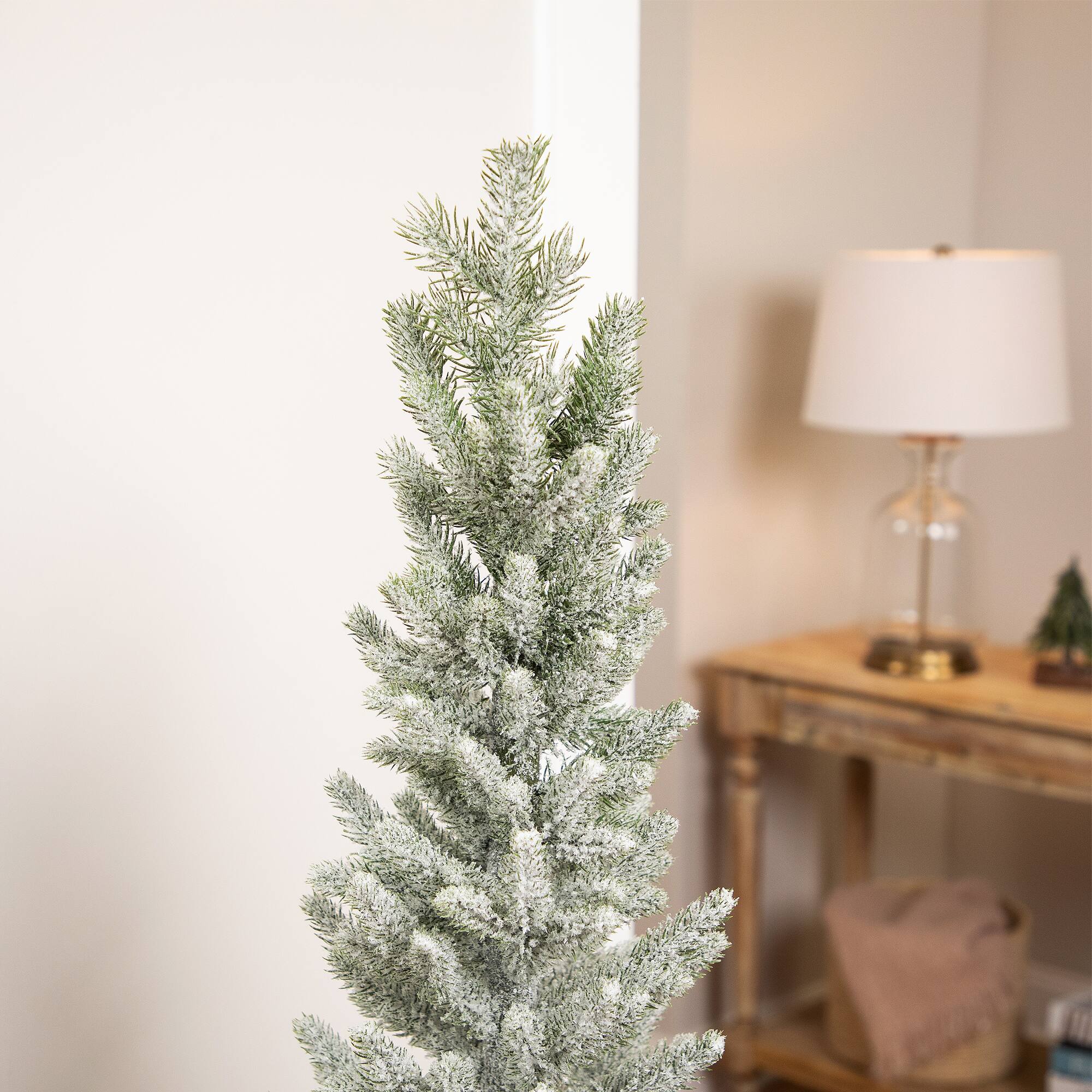 Northlight 4.5ft. Unlit Slim Flocked Norfolk Pine Artificial Christmas Tree