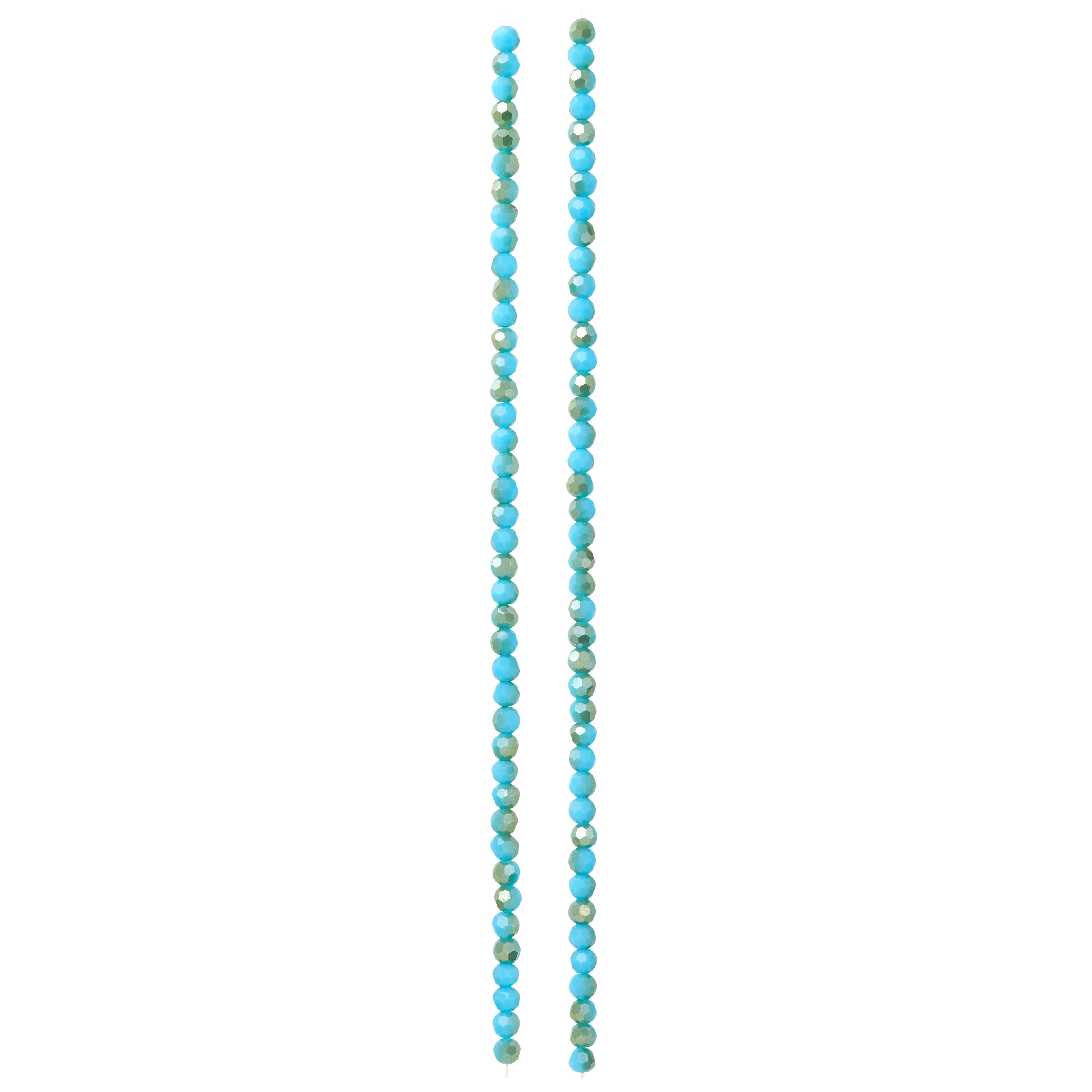 12 Pack: Aqua Mix Small Glass Faceted Round Beads, 3mm by Bead Landing™