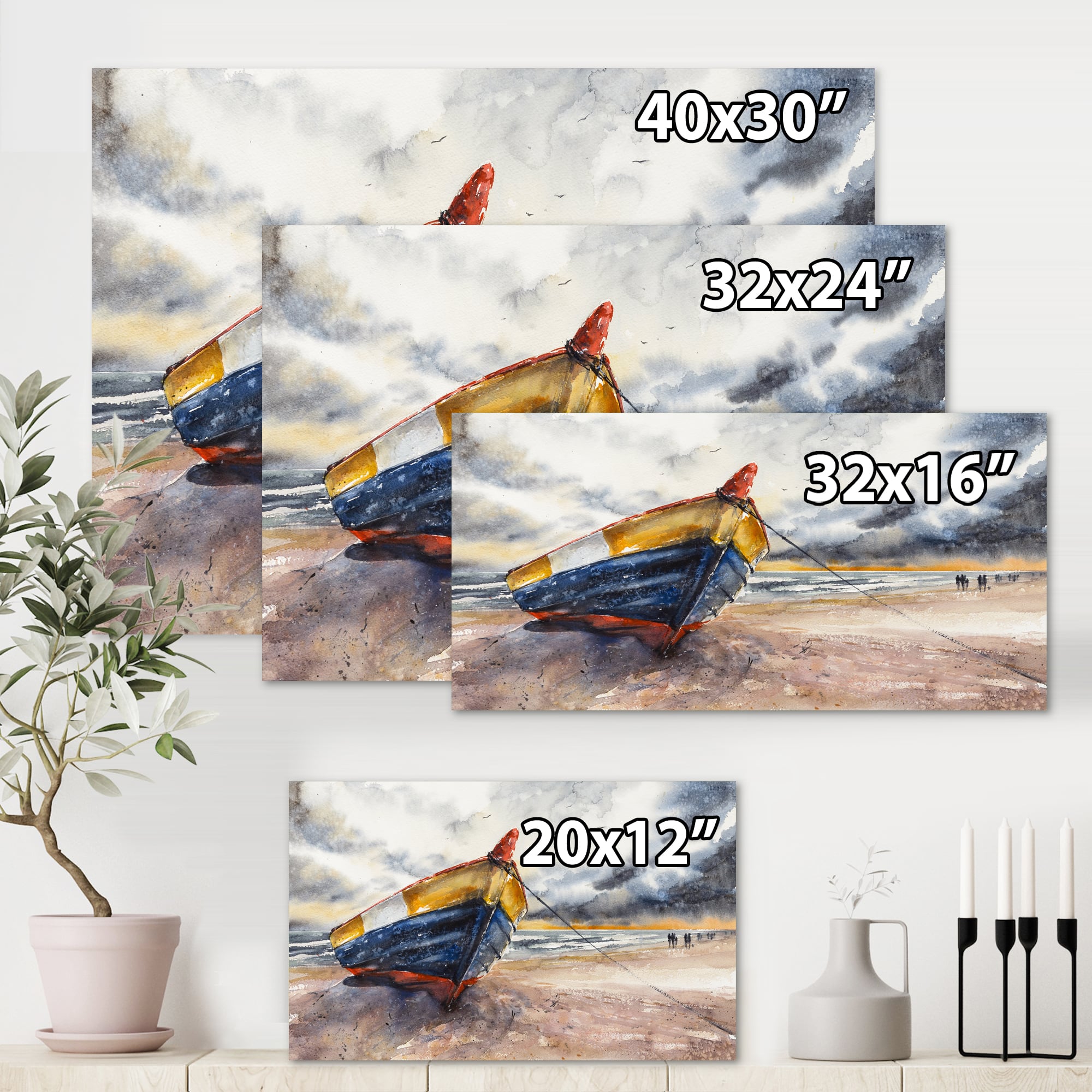 Designart - Wooden Boat On The Baltic Shores - Nautical & Coastal Canvas Wall Art Print