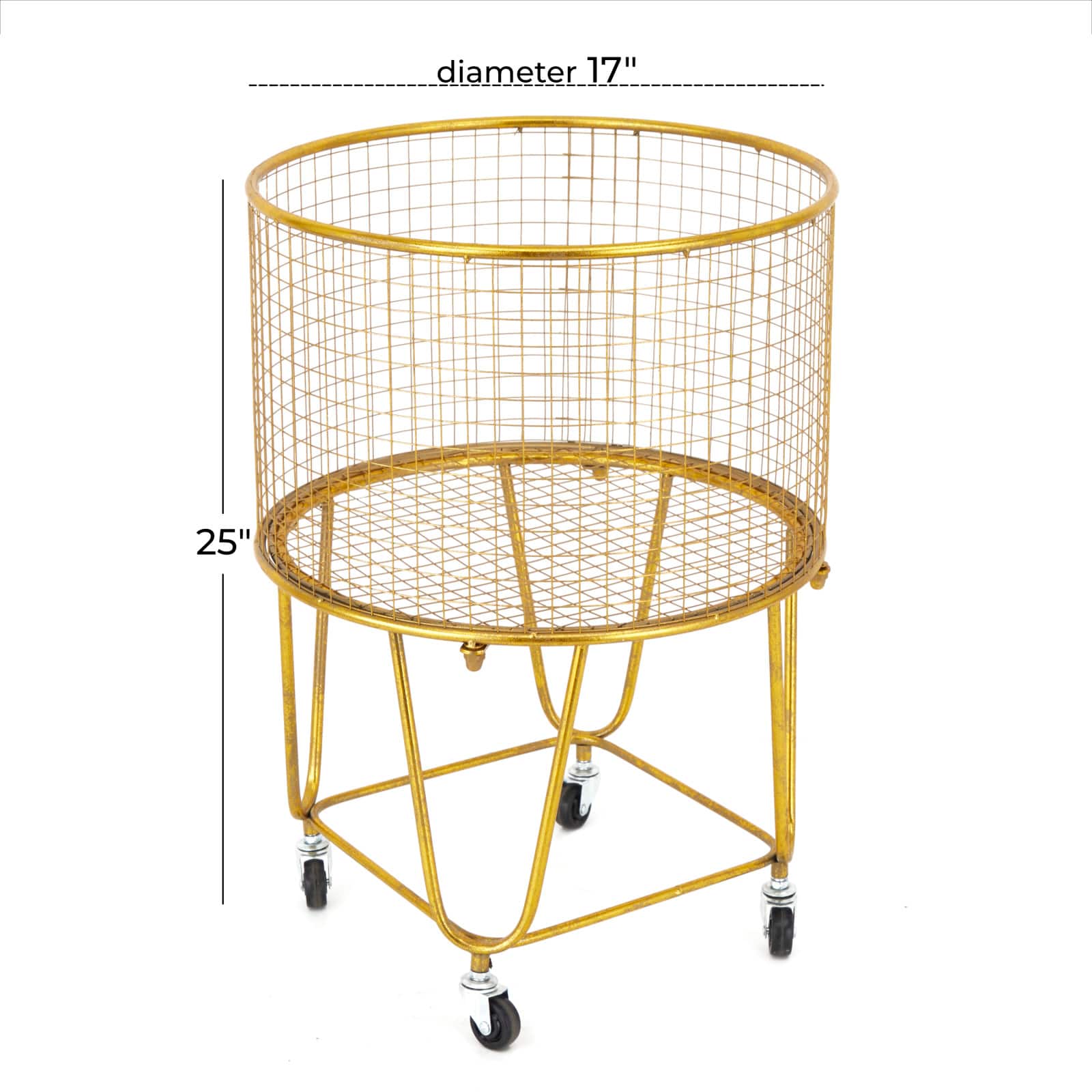 24" Gold Iron Glam Storage Cart