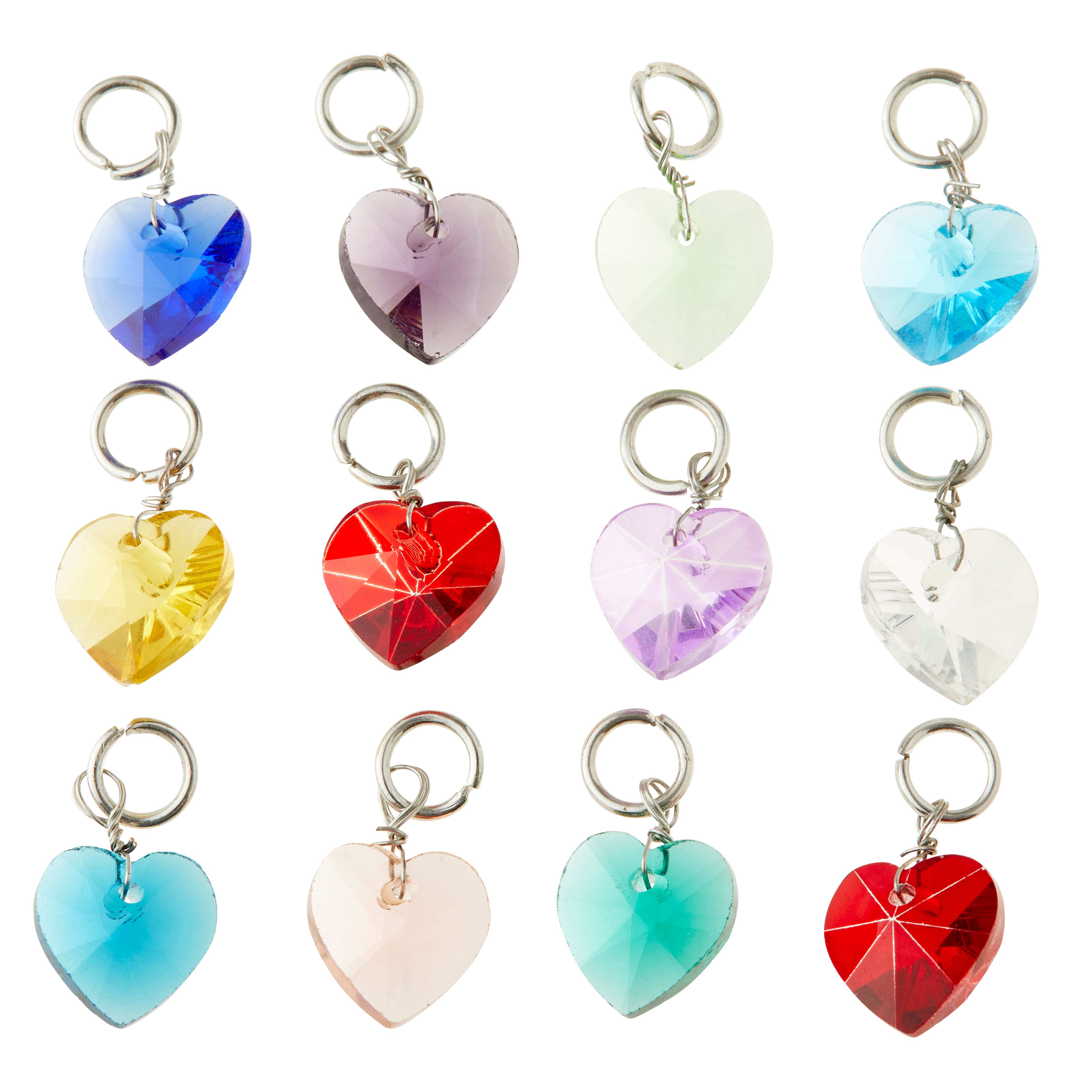 12 Packs: 12 ct. (144 total) Multicolored Rhodium Heart Charms by Bead Landing™